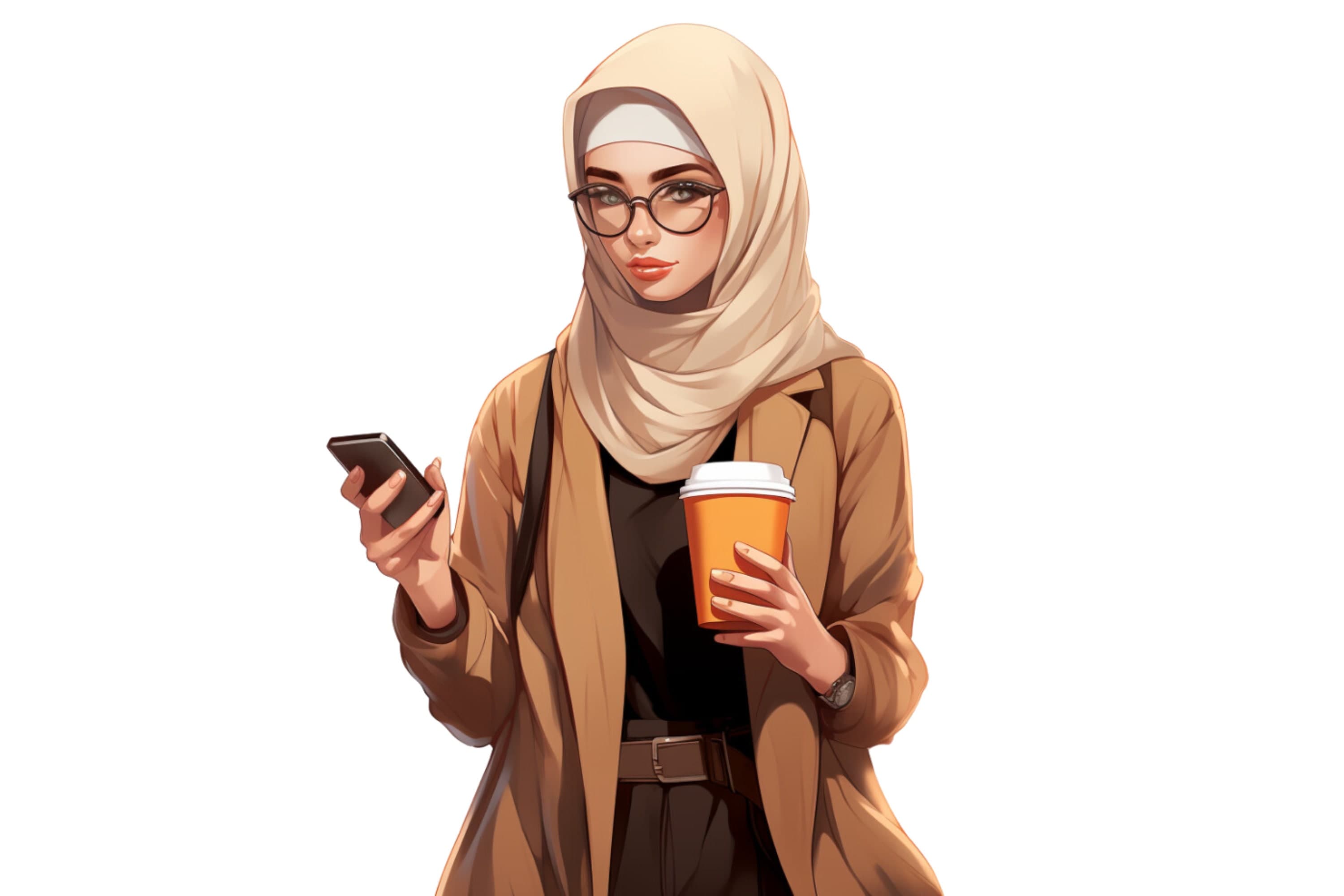 Muslim Girl SVG, PNG, Hijab Clipart, Hijabi Watercolor Art, Digital Prints, Fashion Girl, Modest - image 3