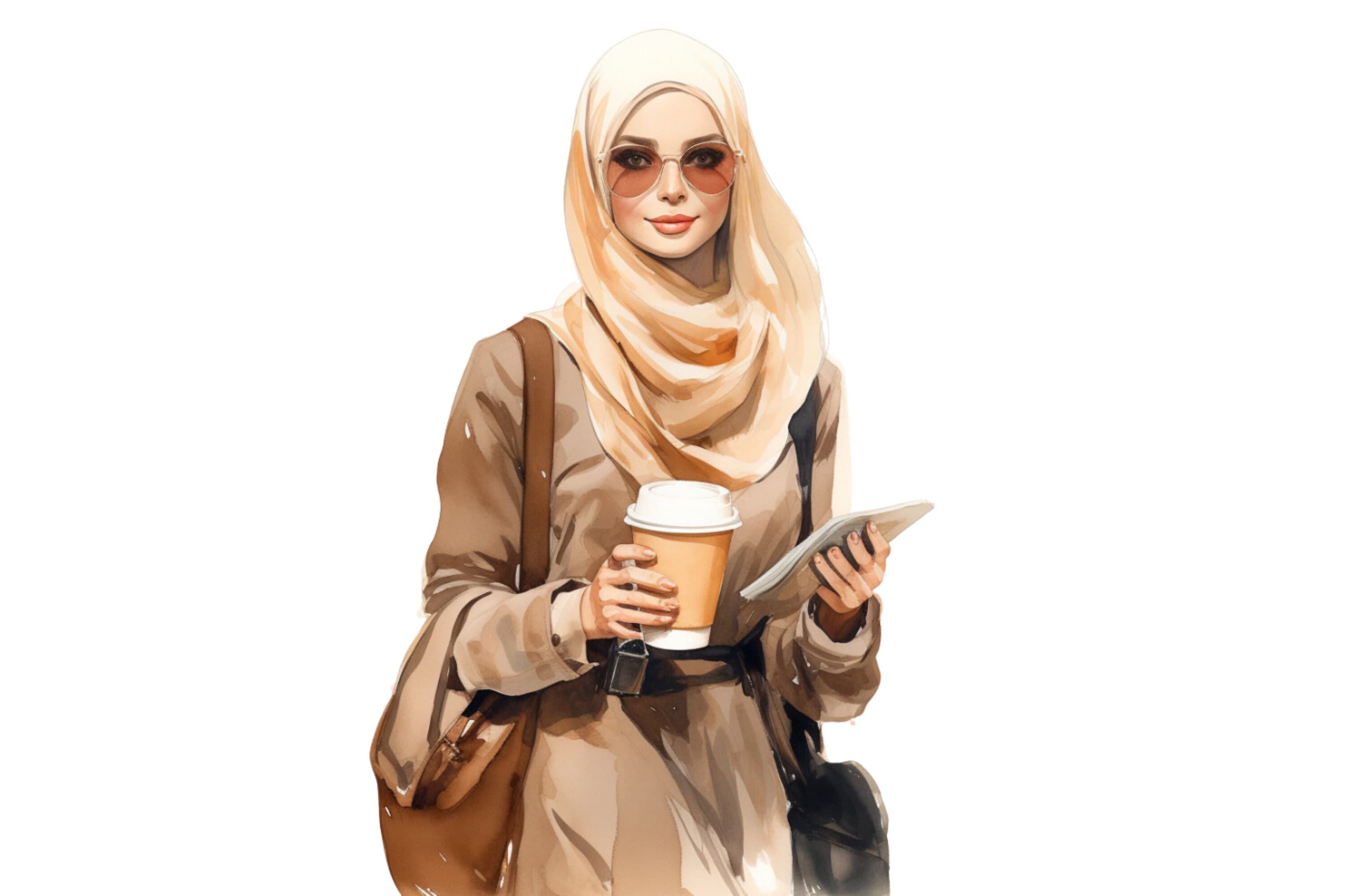 Muslim Girl SVG, PNG, Hijab Clipart, Hijabi Watercolor Art, Digital Prints, Fashion Girl, Modest - image 5