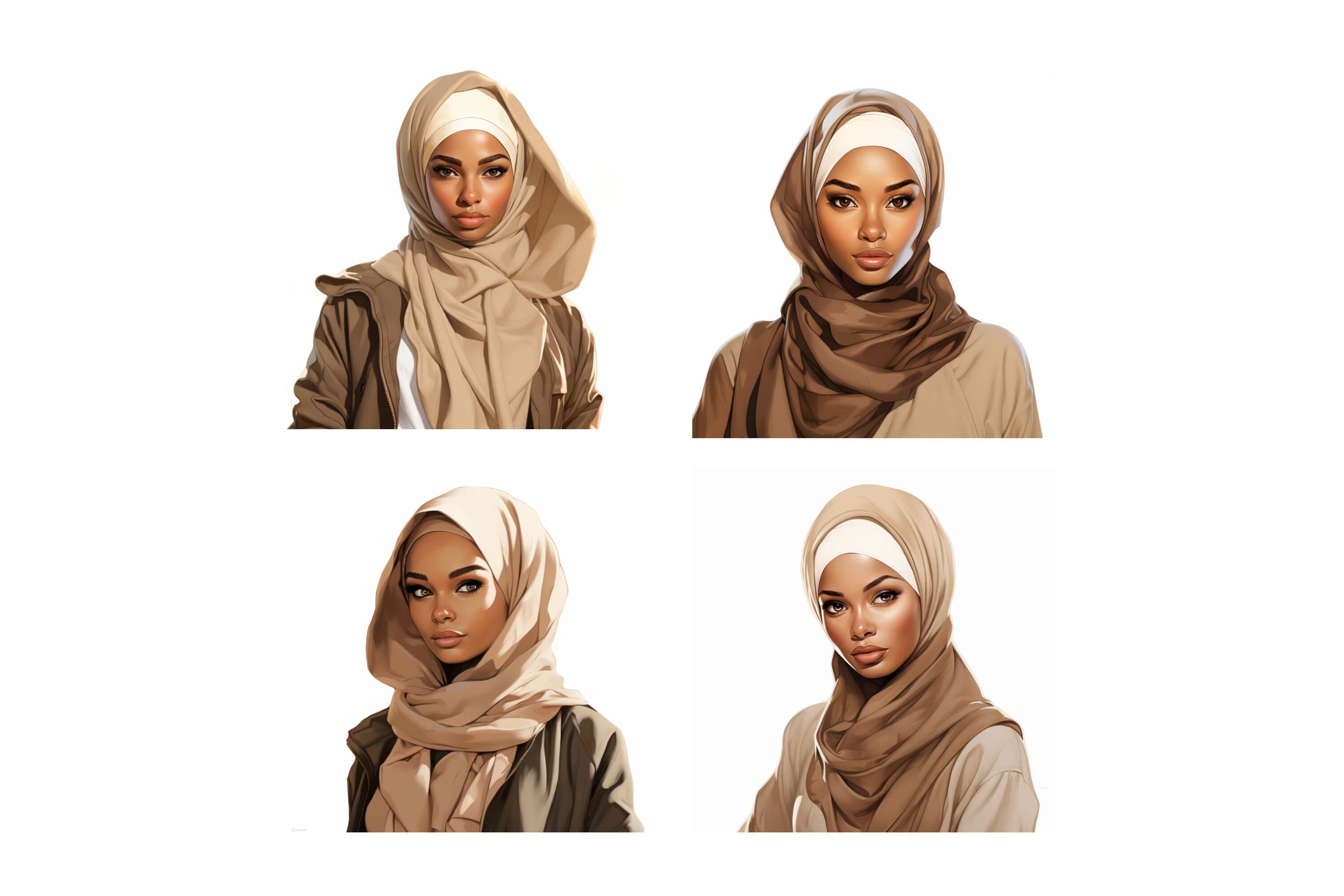 Muslim Black Hijabi Girl Clipart, African Girl Clipart, Muslim Girl PNG, Islamic Art, Muslim Anime Girl, Muslim Cartoon, Dark Skin Hijabi