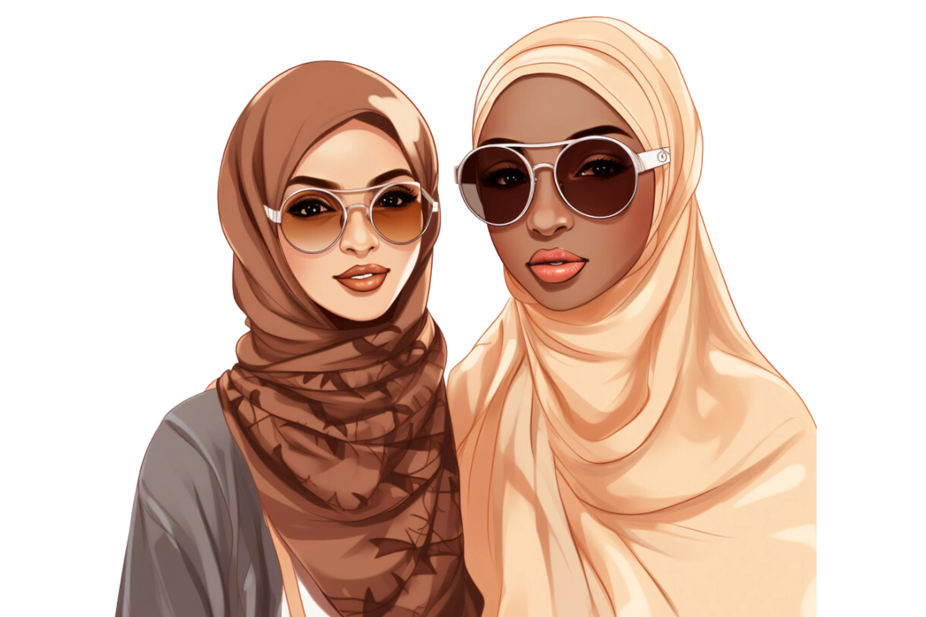 Muslim Hijabi Girl Clipart, Muslima Women Watercolor Art, Islamic Art, Muslim Anime Girl, Muslim Cartoon, Hijab Girl PNG, SVG - image 3