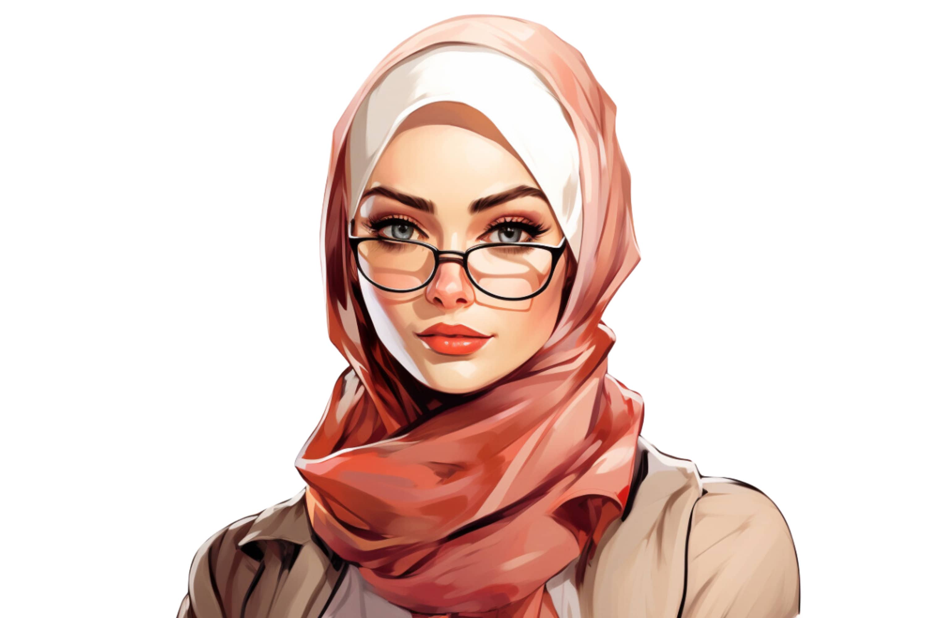 Muslim Hijabi Girl Clipart, Muslima Women, Watercolor Art, Islamic Art, Muslim Anime Girl, Muslim Cartoon, Hijab Girl PNG, SVG, Islamic Art - image 5