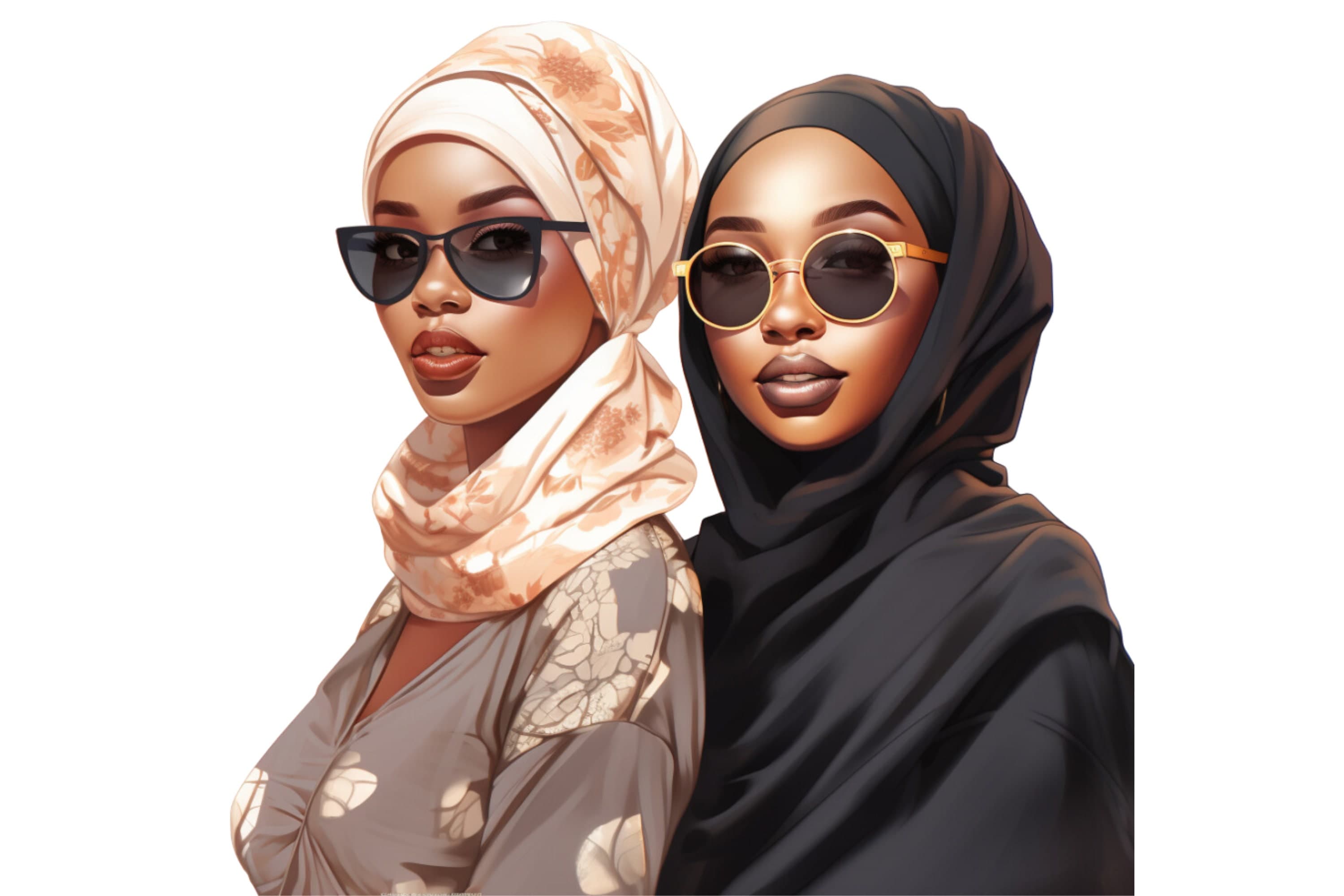 Muslim Hijabi Girl Clipart, Watercolor Art, African Girls, Black Muslim Girls, Islamic Art, Muslim Anime Girl, Muslim Cartoon, PNG, SVG - image 3