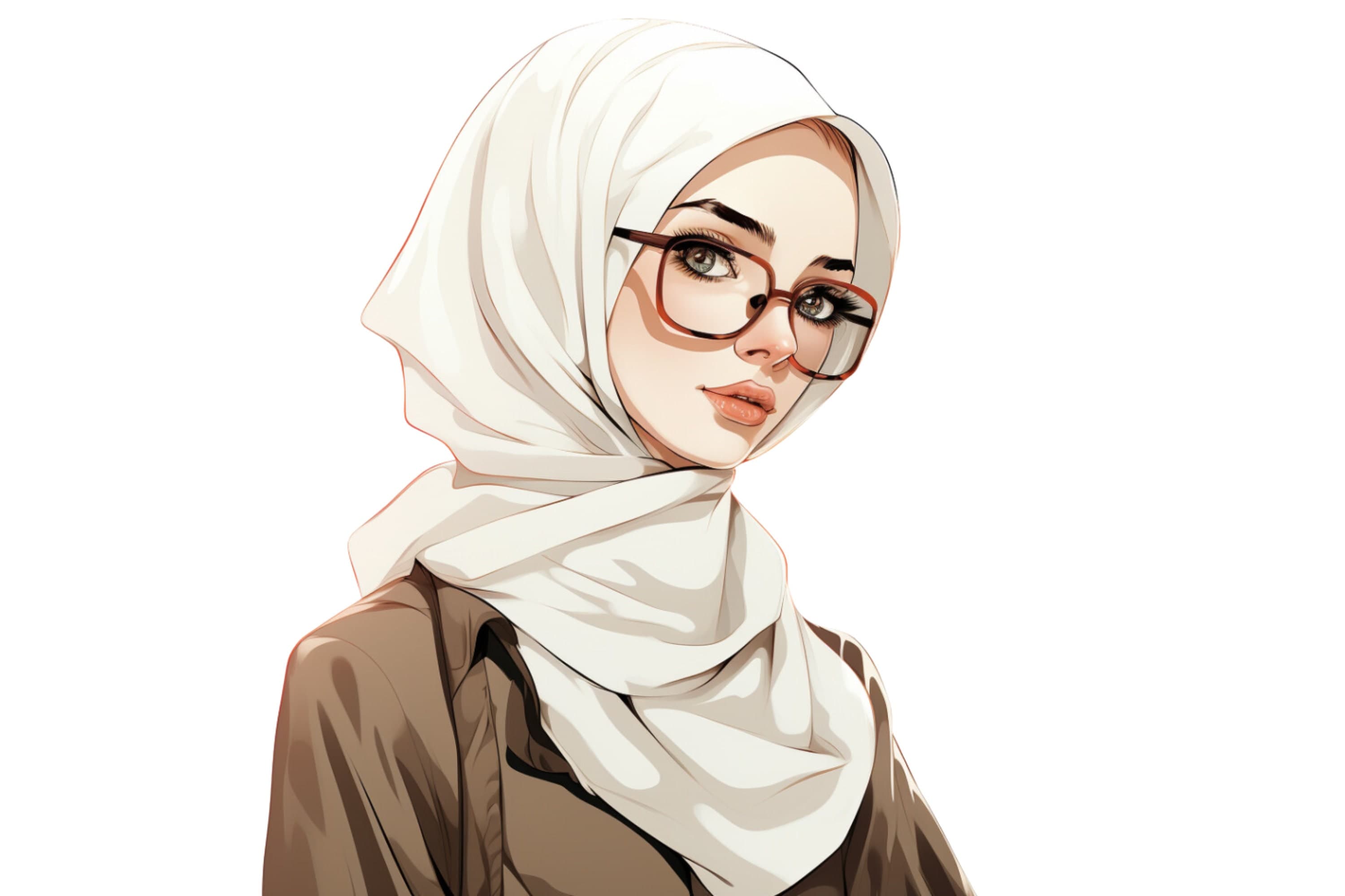 Muslim Hijabi Girl Clipart, Muslima Women, Watercolor Art, Islamic Art, Muslim Anime Girl, Muslim Cartoon, Hijab Girl PNG, SVG, Islamic Art - image 4