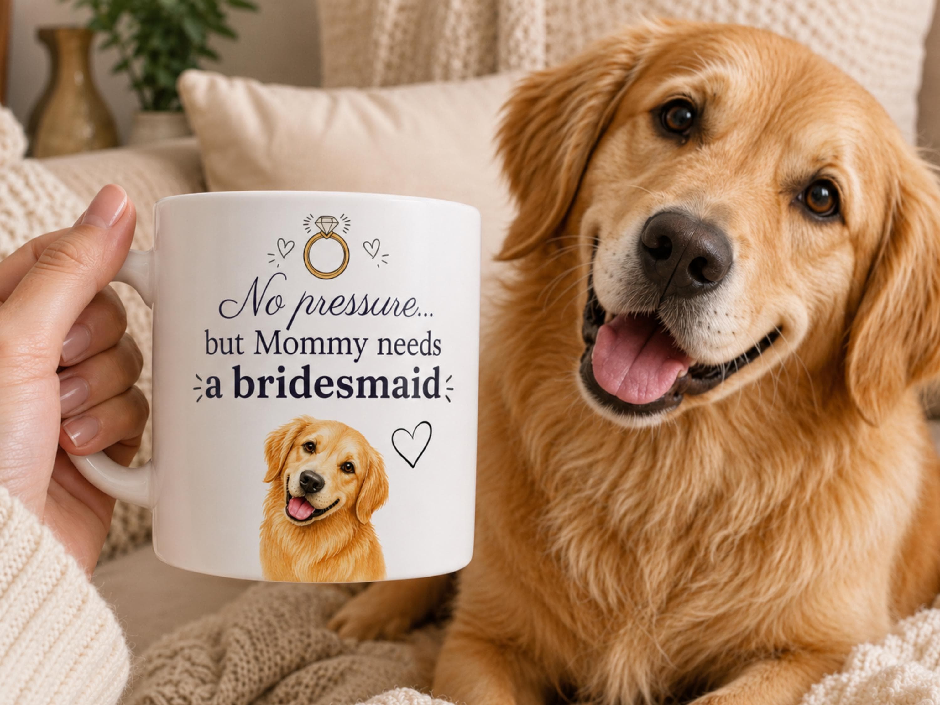Personalized Pet Bridesmaid Mug, Custom Dog Portrait from Photo, Bridesmaid Proposal, Gift from Pet, Dog Mom Gift - image 2
