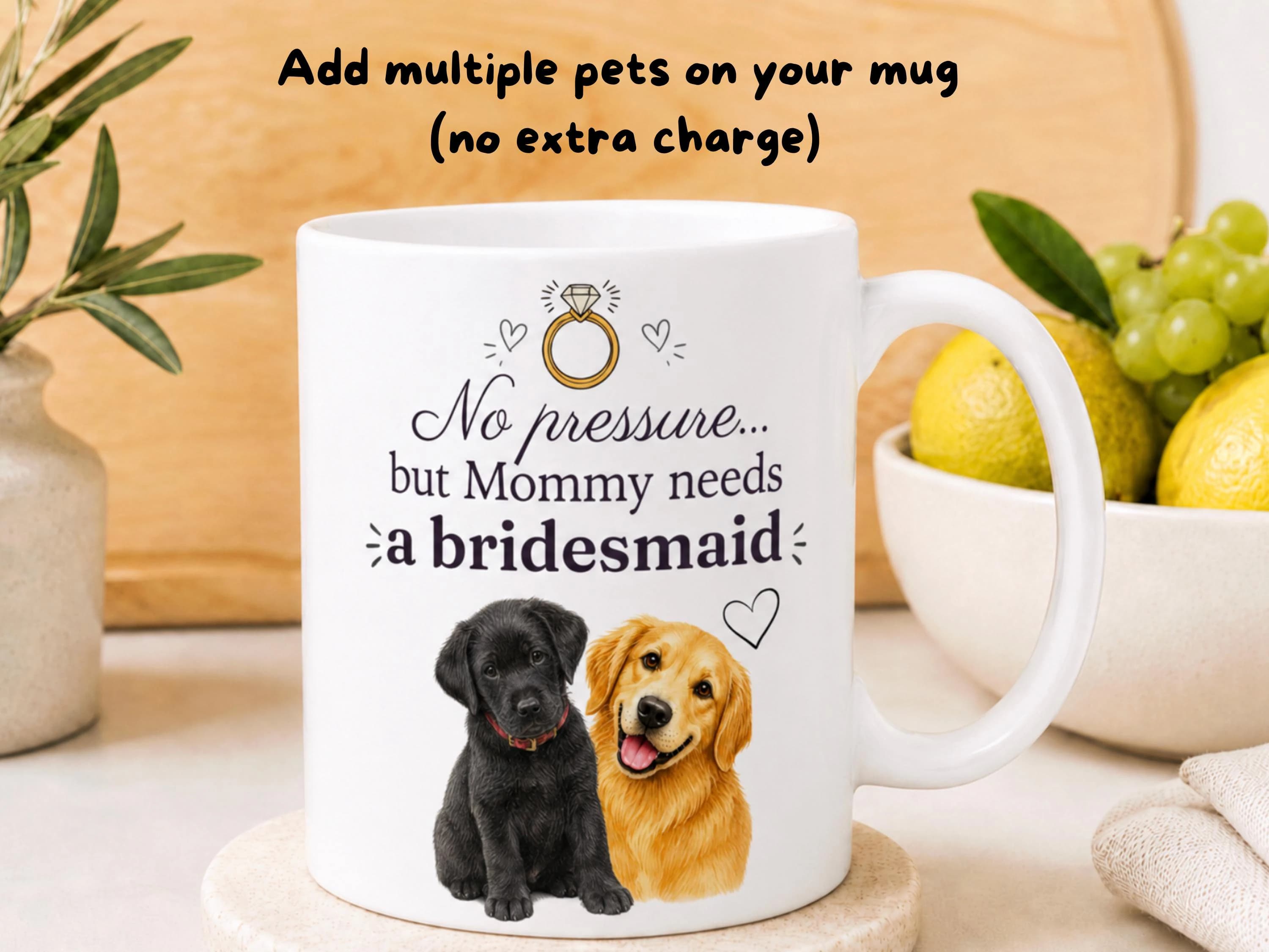 Personalized Pet Bridesmaid Mug, Custom Dog Portrait from Photo, Bridesmaid Proposal, Gift from Pet, Dog Mom Gift - image 4