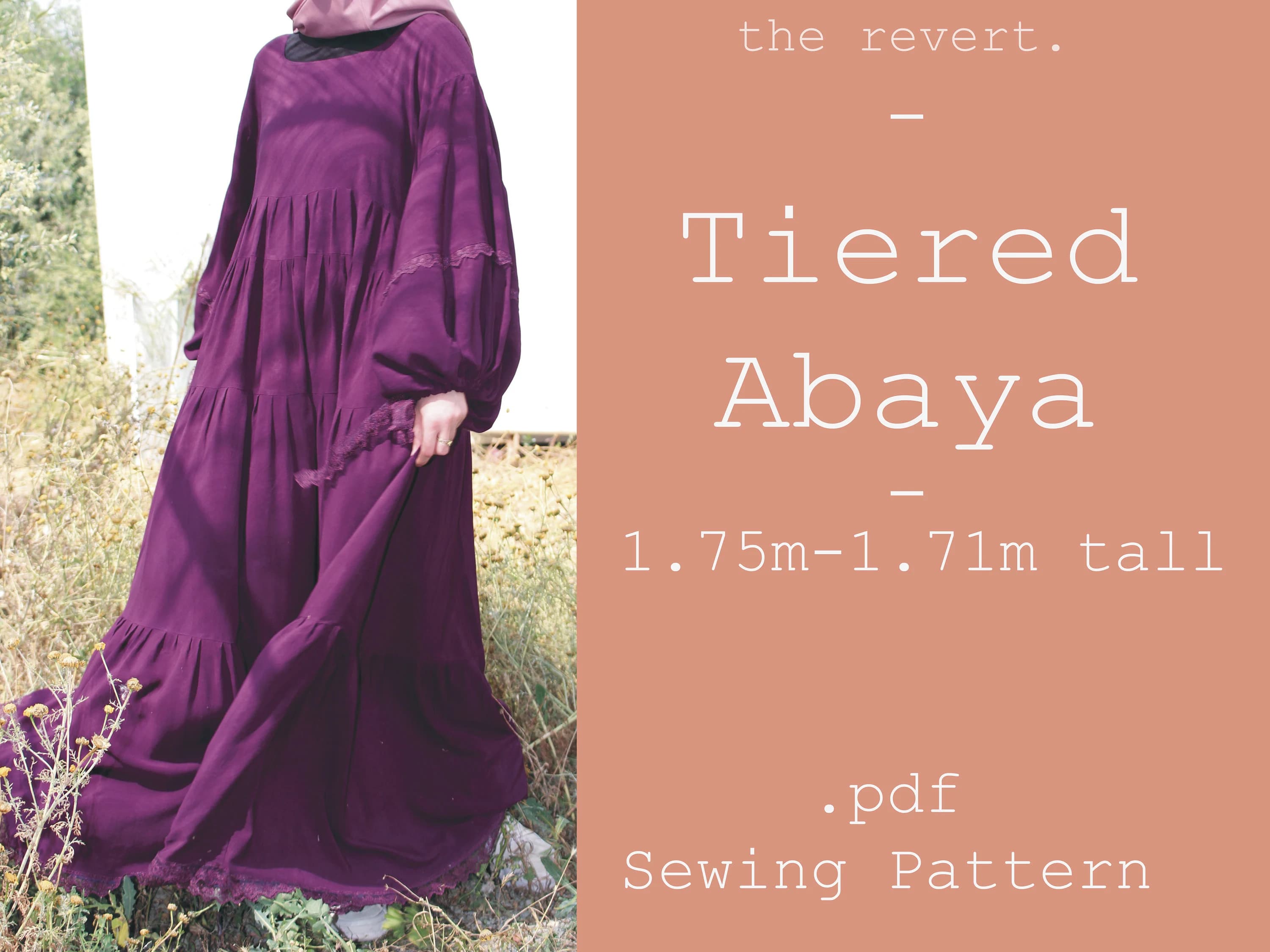 Tiered Abaya Sewing Pattern (.pdf) | 1.75m-1.71m tall |