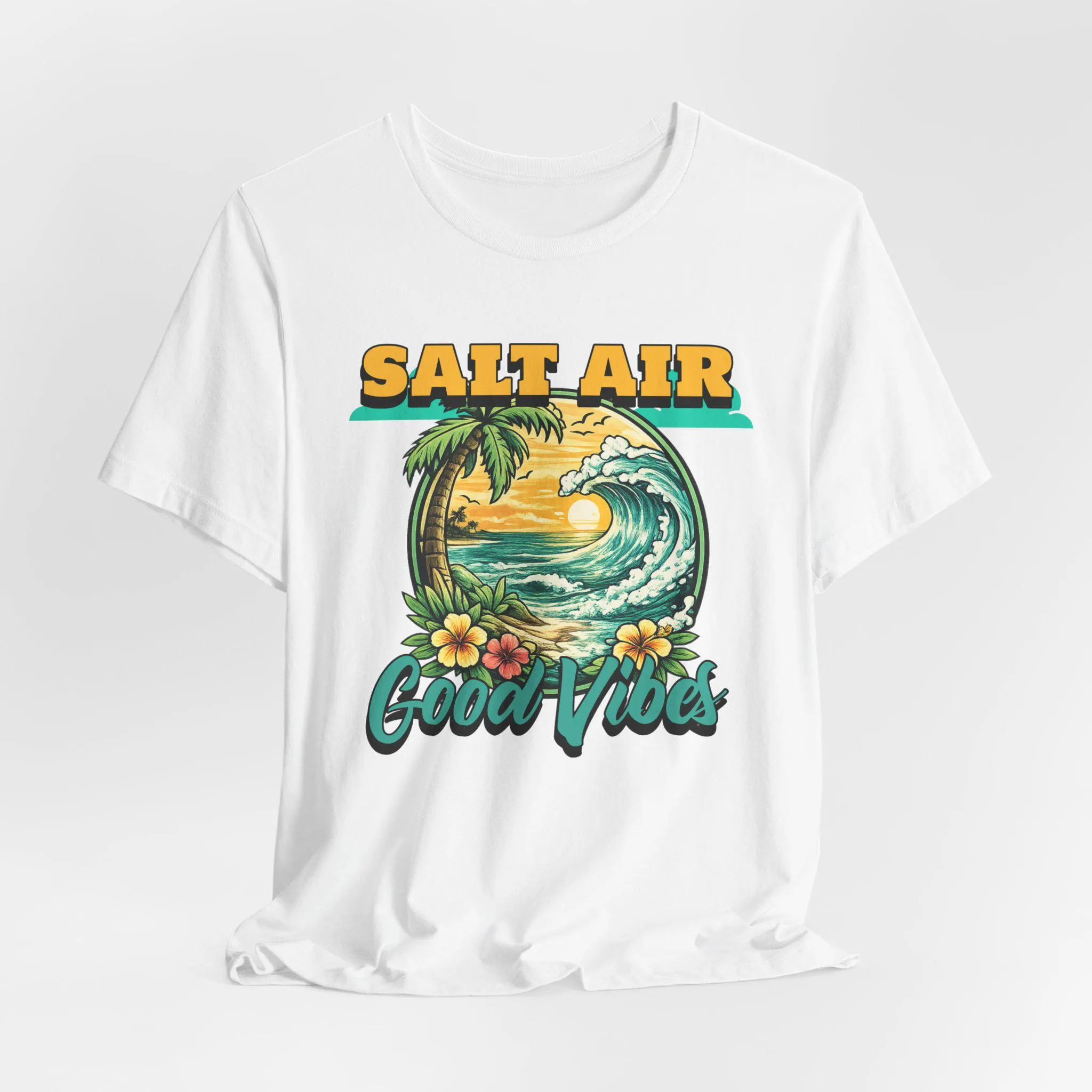 Beach Vibes Graphic Tee, Palm Tree Wave Shirt, Coastal Summer T-Shirt - image 4