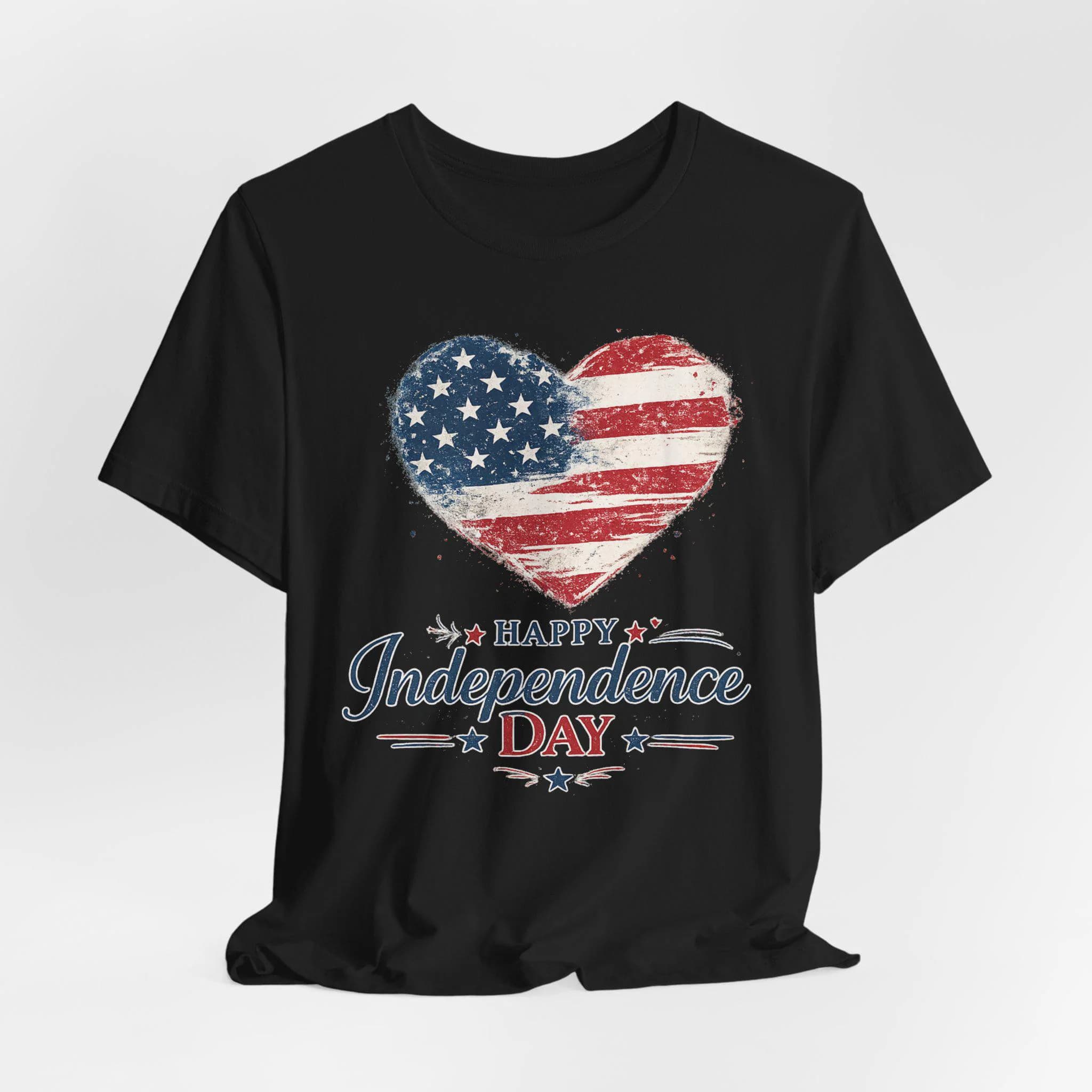 American Flag Heart Happy Independence Day T-Shirt | 4th of July Patriotic Tee - image 4