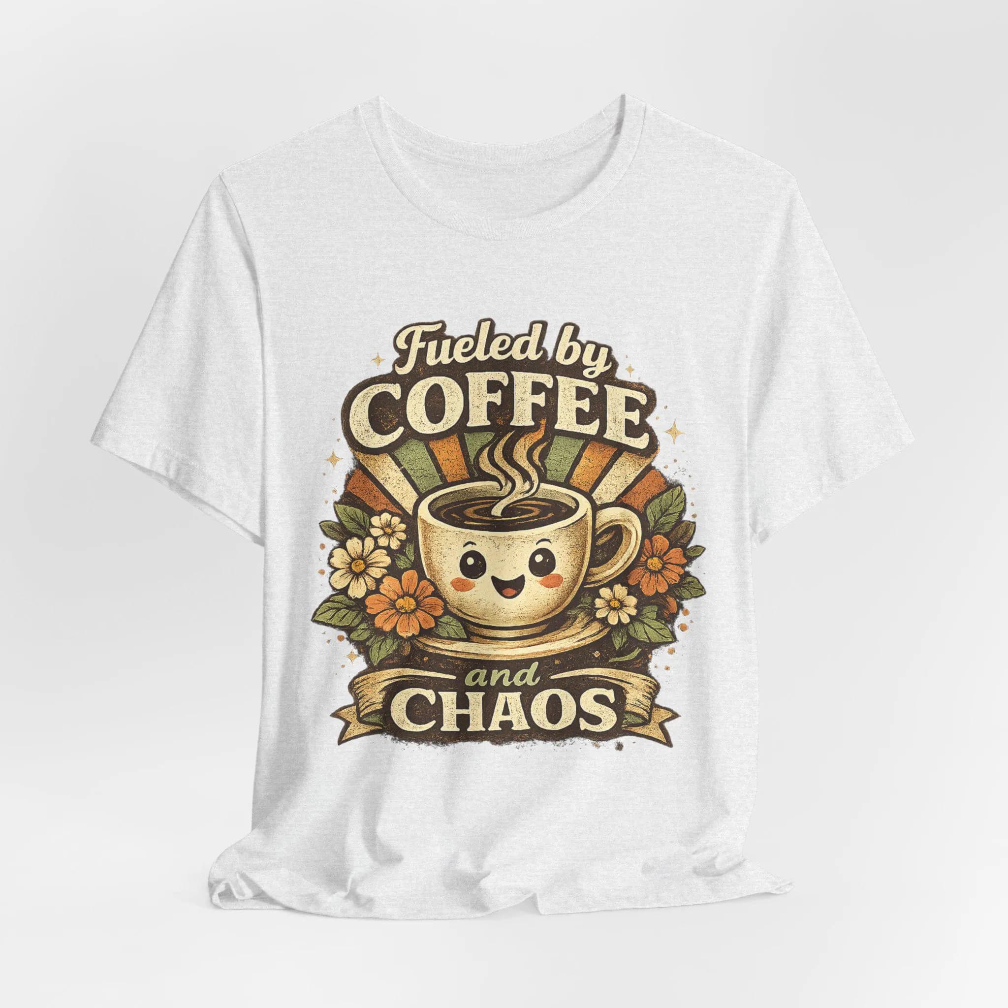 Retro Floral Coffee T-Shirt | Smiling Coffee Cup Vintage Graphic Tee - image 4