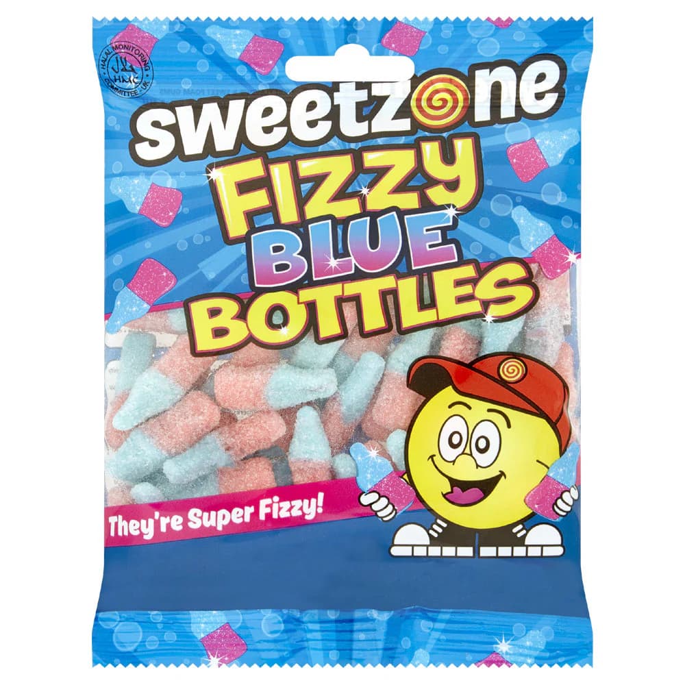 90g Sweetzone Fizzy Blue Bottles Jelly Sweets & more as Seen On TikTok HMC Halal