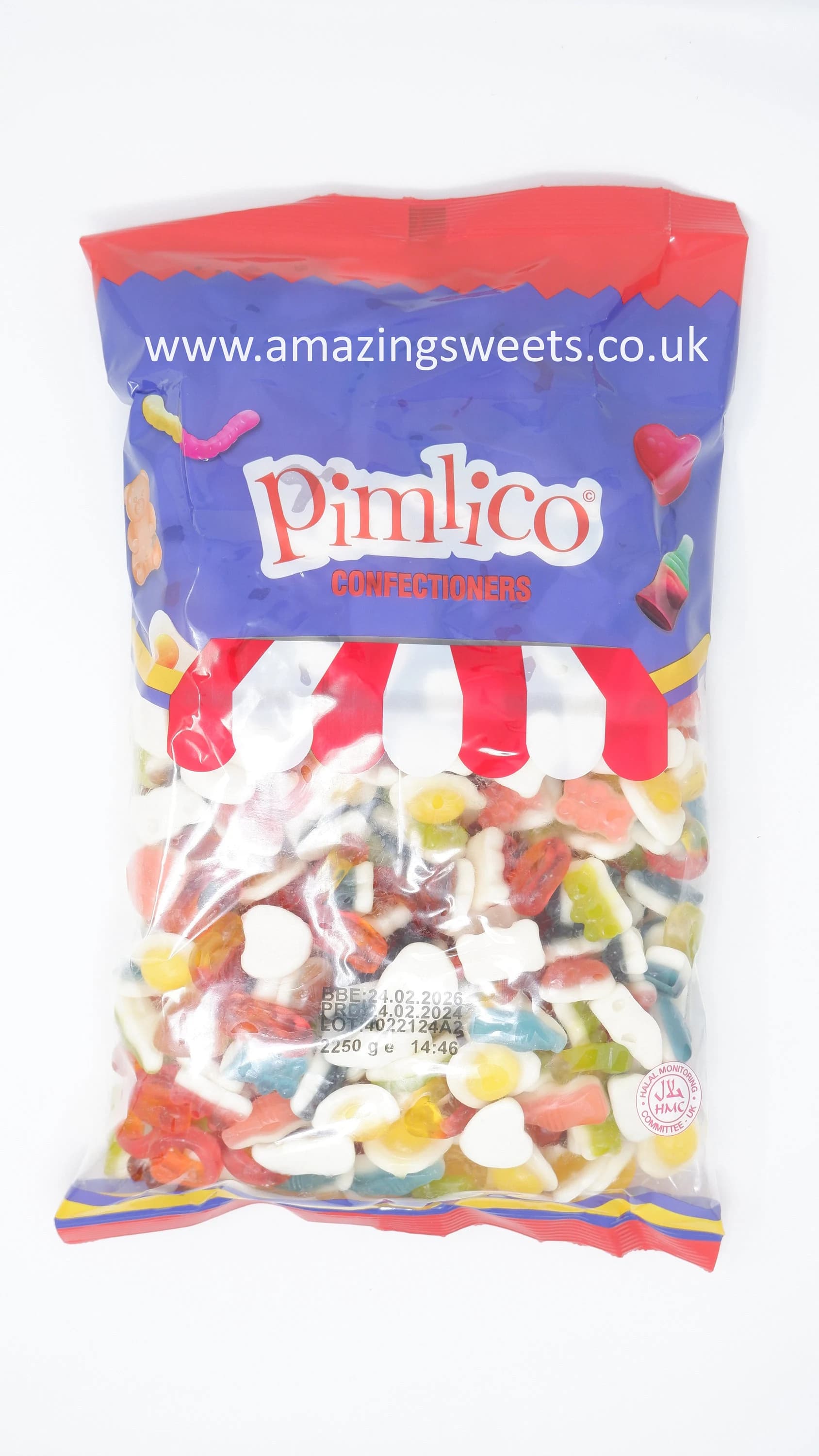 HMC Certified Wine Gums, Worms, Fizzy Skull, Fried Eggs 2.25kg Bags Pimlico Halal Sweets