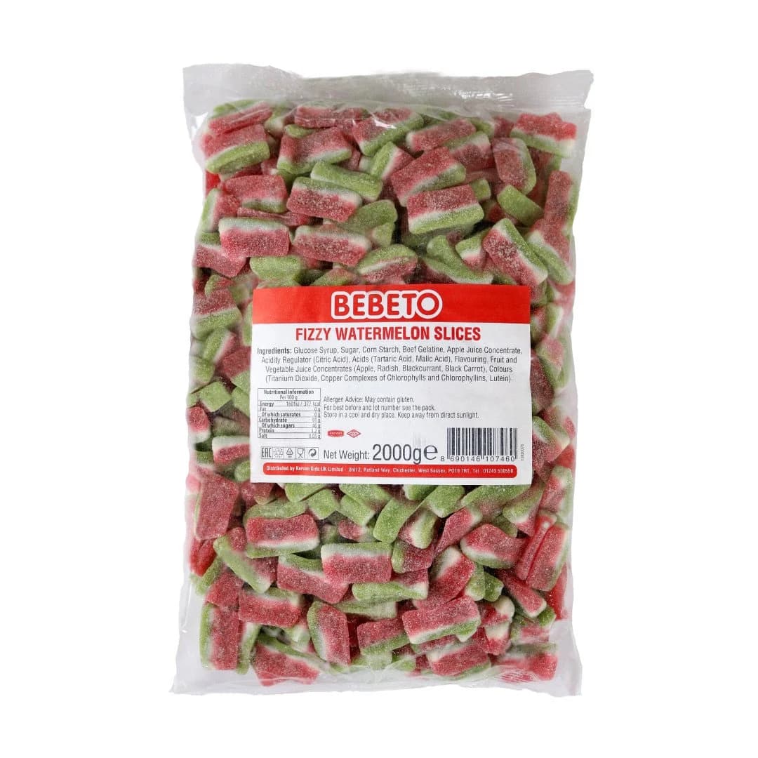 Watermelon Slices, Peach Hearts, Bears Bebeto 1KG & 2KG Bags Full Range Halal Certified Sweets