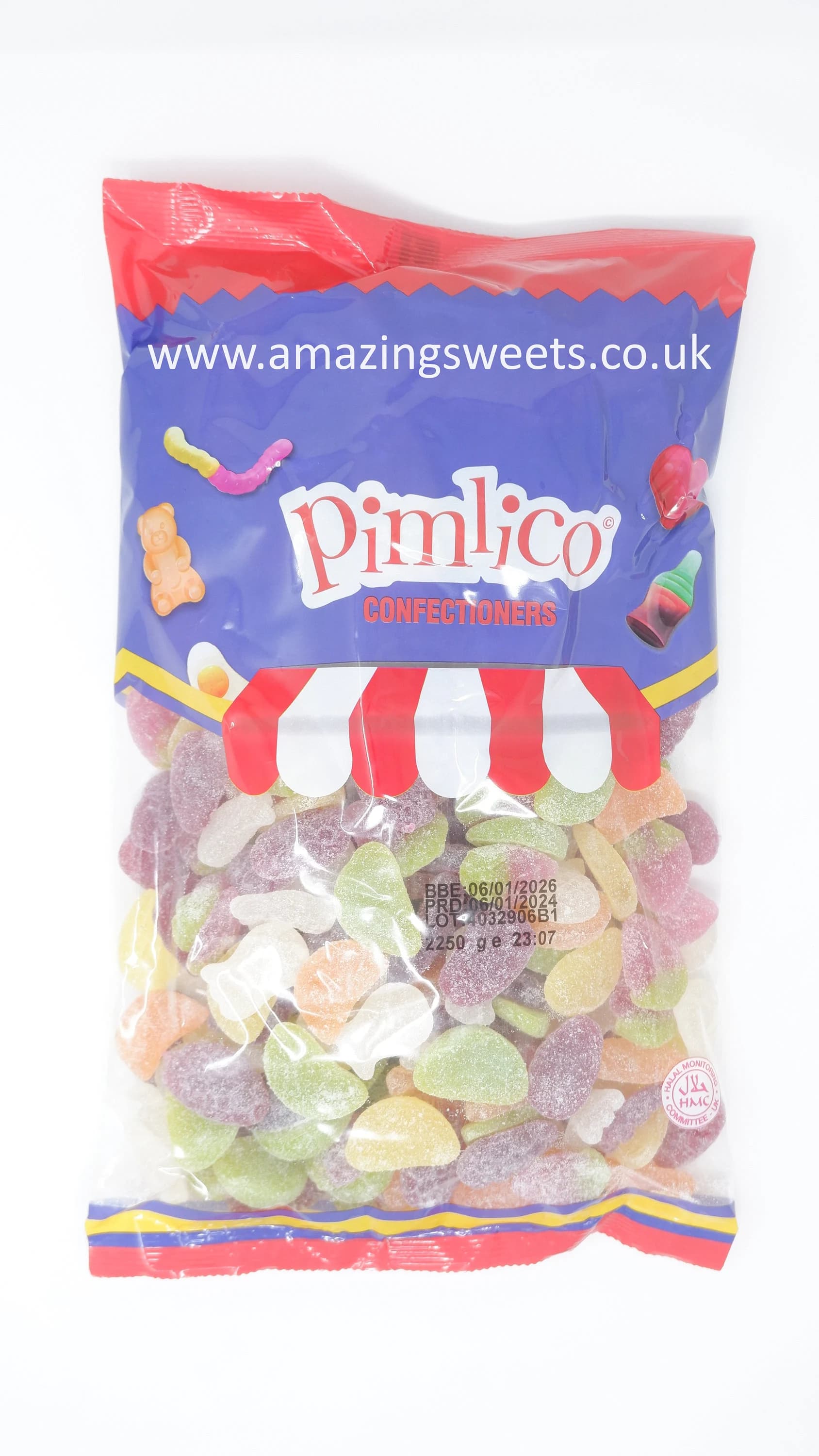 HMC Certified Vegan Fizzy Peach Rings, Watermelon Slices 2.25kg Bag Pimlico Halal Sweets - image 3