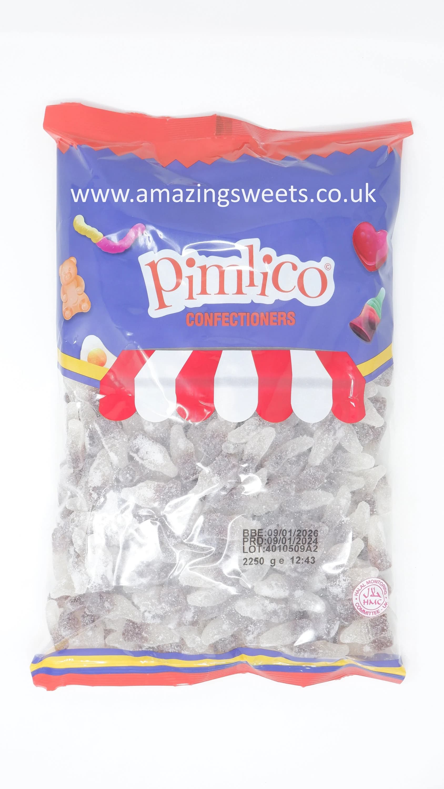 HMC Certified Vegan Fizzy Peach Rings, Watermelon Slices 2.25kg Bag Pimlico Halal Sweets - image 2