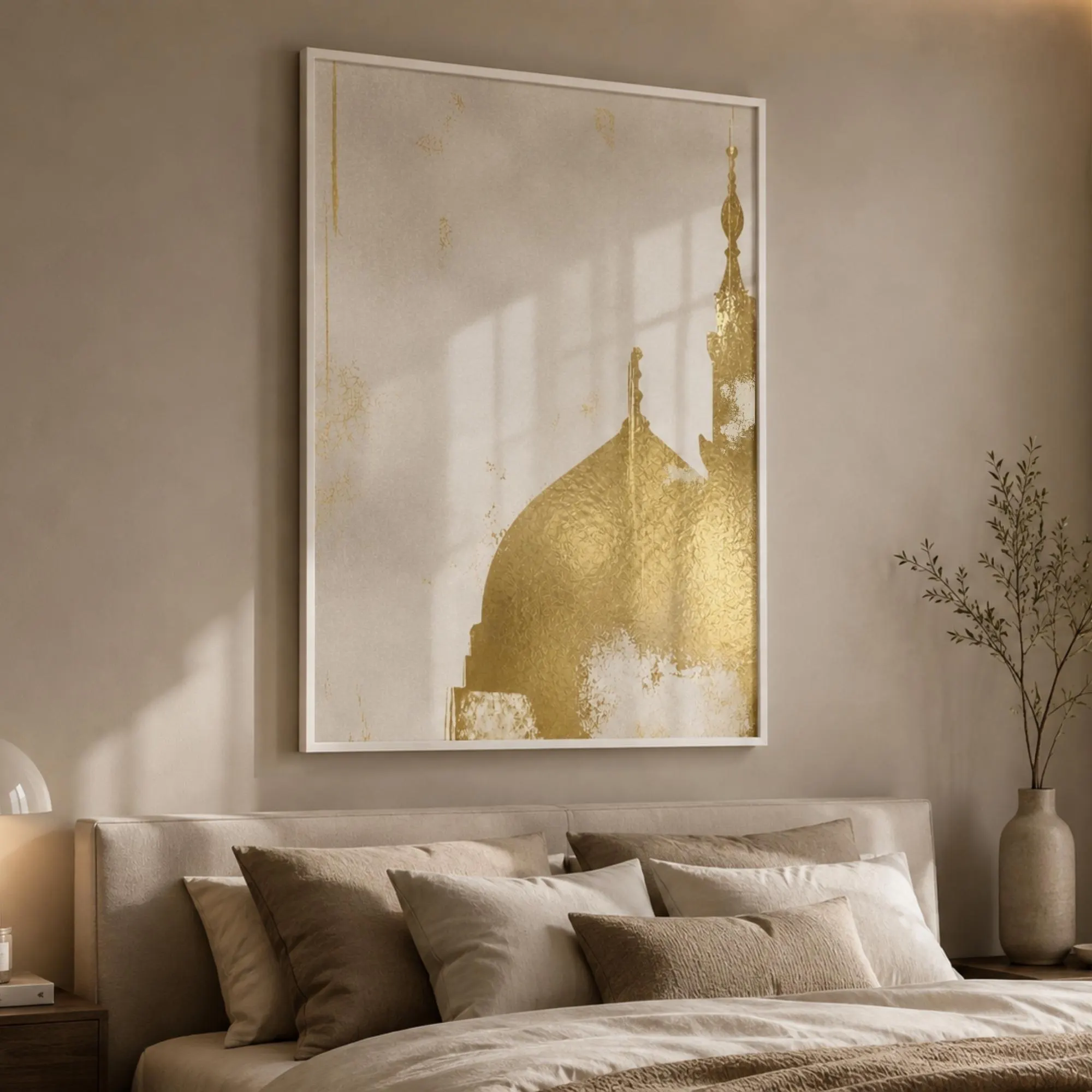 Gold Foil Islamic Wall Art, Masjid An Nabawi Print, Madinah Mosque Wall Art, Islamic Home Decor, Muslim Gift - image 2