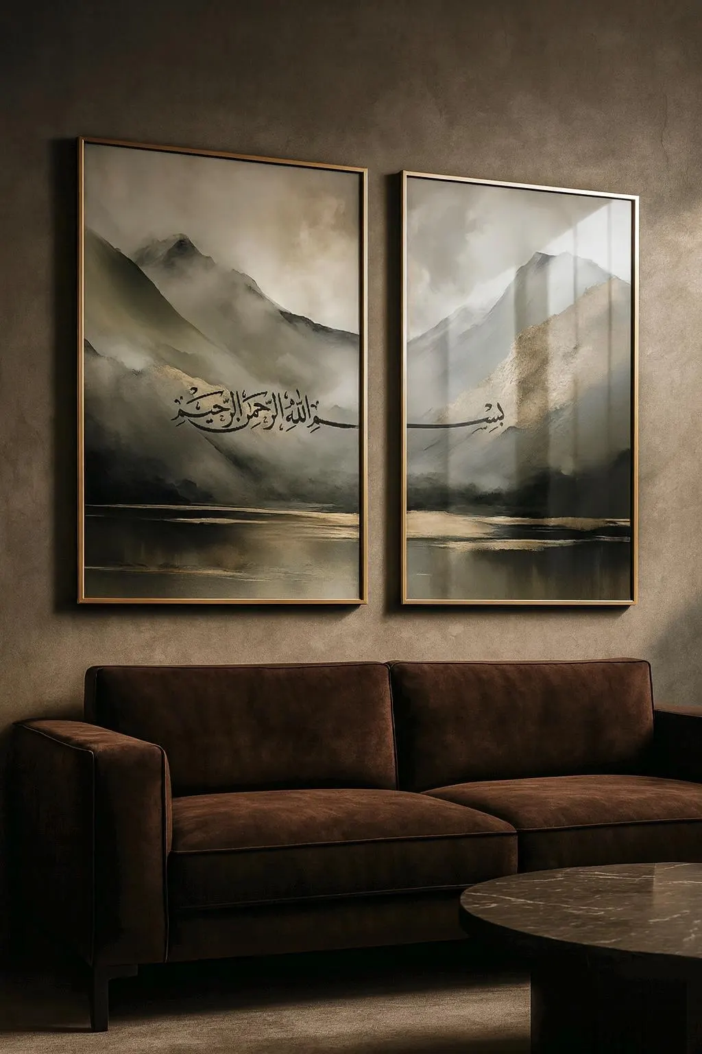 Bismillah Islamic Art Posters Giclèe 2 Prints Arabic Calligraphy Mountains Scenic Artwork Muslim Home Wall Deco 2 piece set - image 3