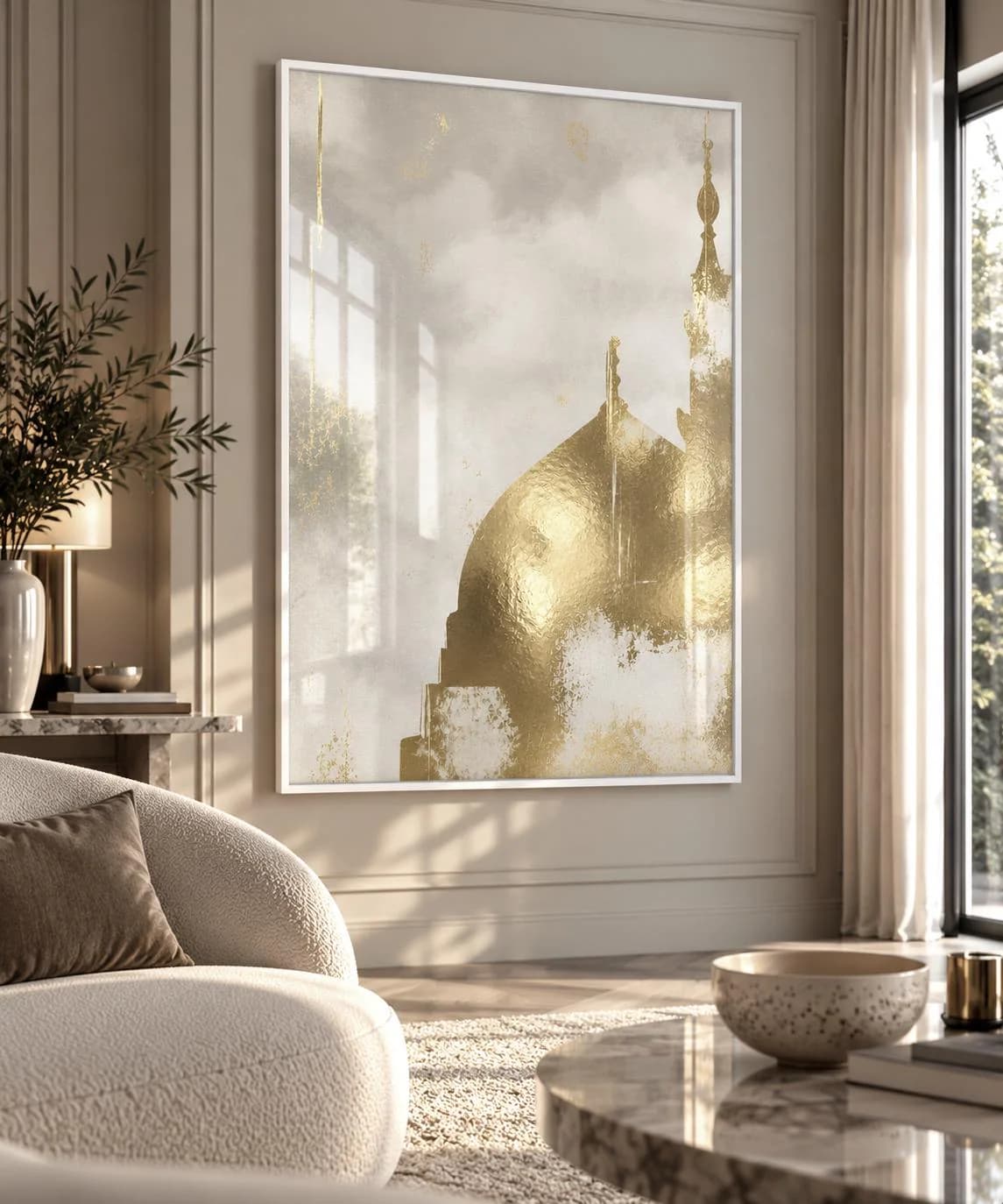 Gold Foil Islamic Wall Art, Masjid An Nabawi Print, Madinah Mosque Wall Art, Islamic Home Decor, Muslim Gift