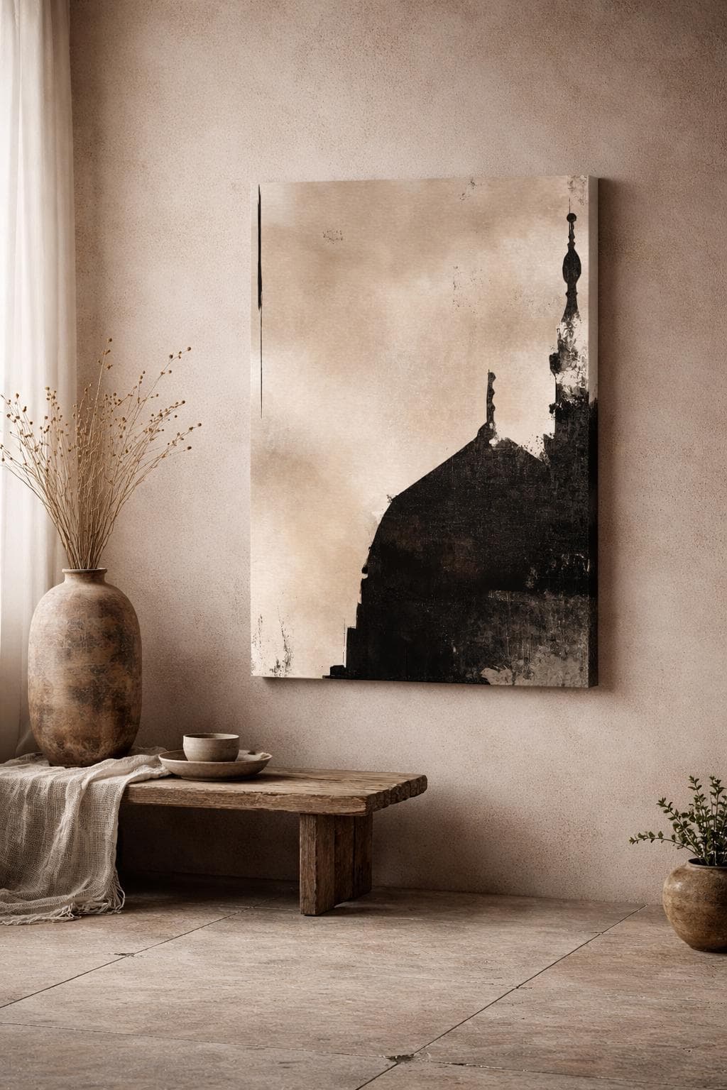 Wabi Sabi Masjid An-Nabawi Canvas Minimalist Giclée Fine Art Print Abstract Madinah Mosque Islamic Modern Minimal Neutral Art Muslim Home - image 4