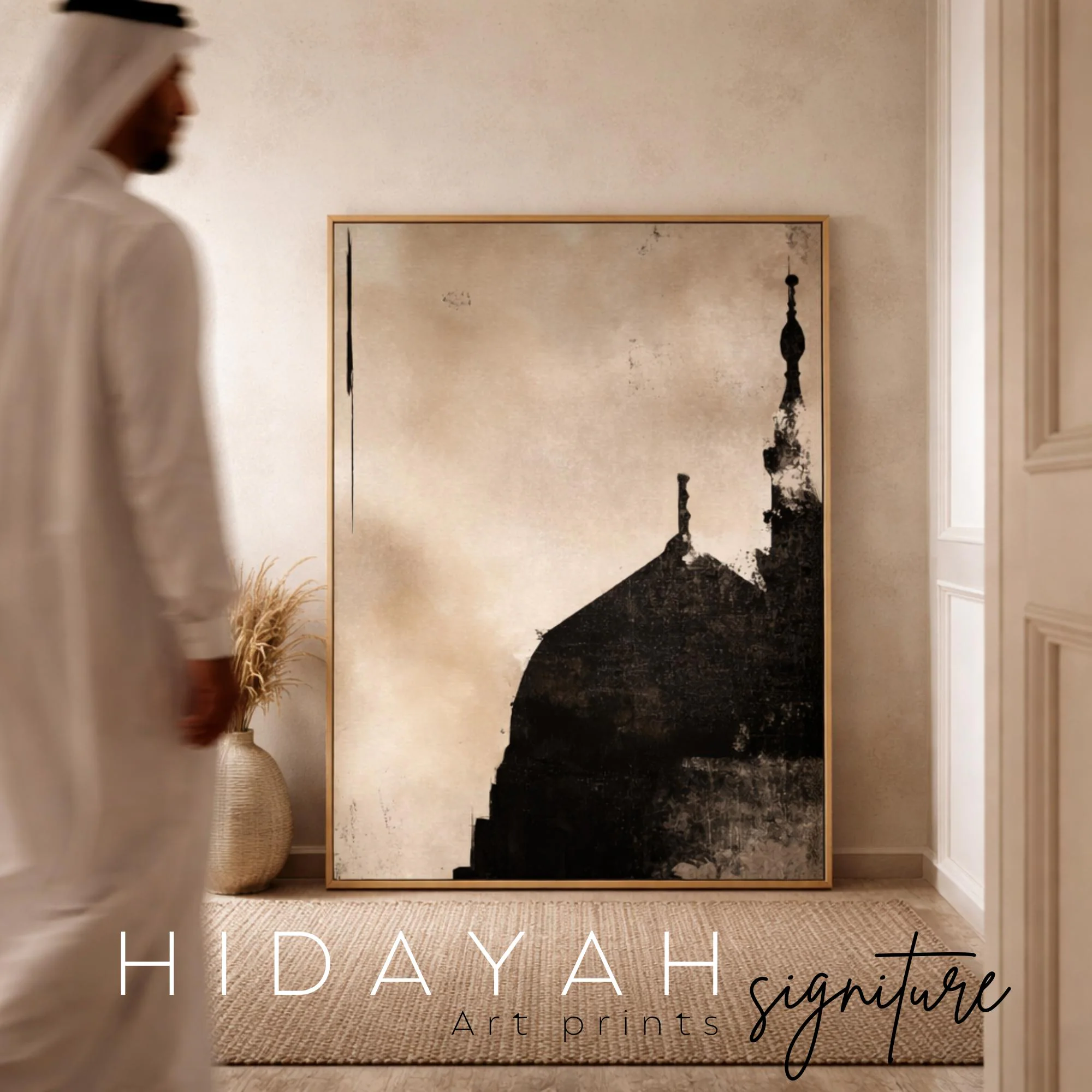 Wabi Sabi Masjid An-Nabawi Canvas Minimalist Giclée Fine Art Print Abstract Madinah Mosque Islamic Modern Minimal Neutral Art Muslim Home