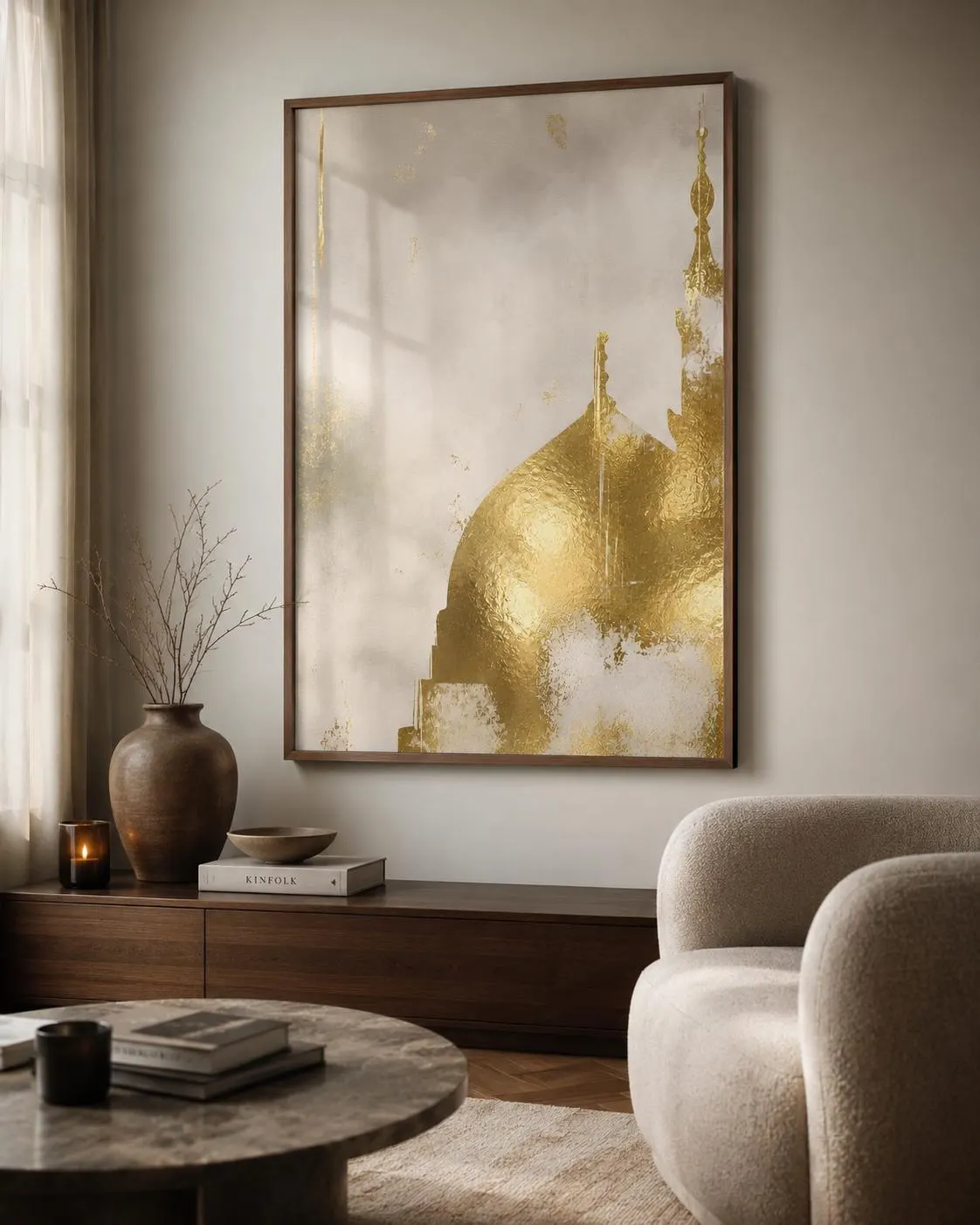 Gold Foil Islamic Wall Art, Masjid An Nabawi Print, Madinah Mosque Wall Art, Islamic Home Decor, Muslim Gift - image 4