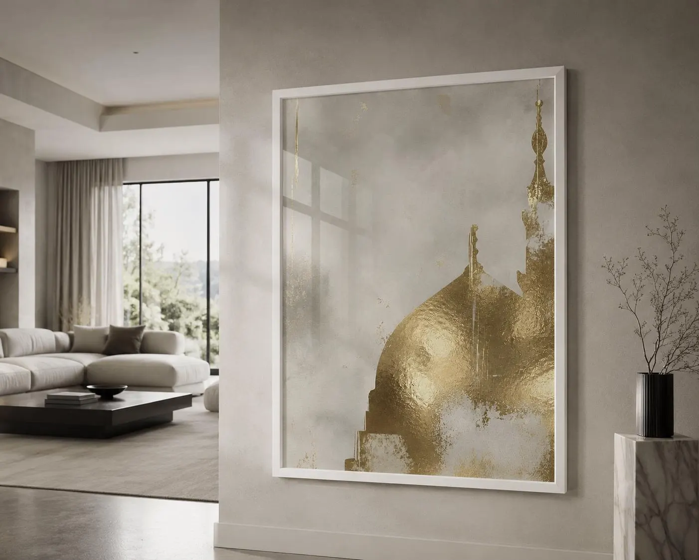 Gold Foil Islamic Wall Art, Masjid An Nabawi Print, Madinah Mosque Wall Art, Islamic Home Decor, Muslim Gift - image 3