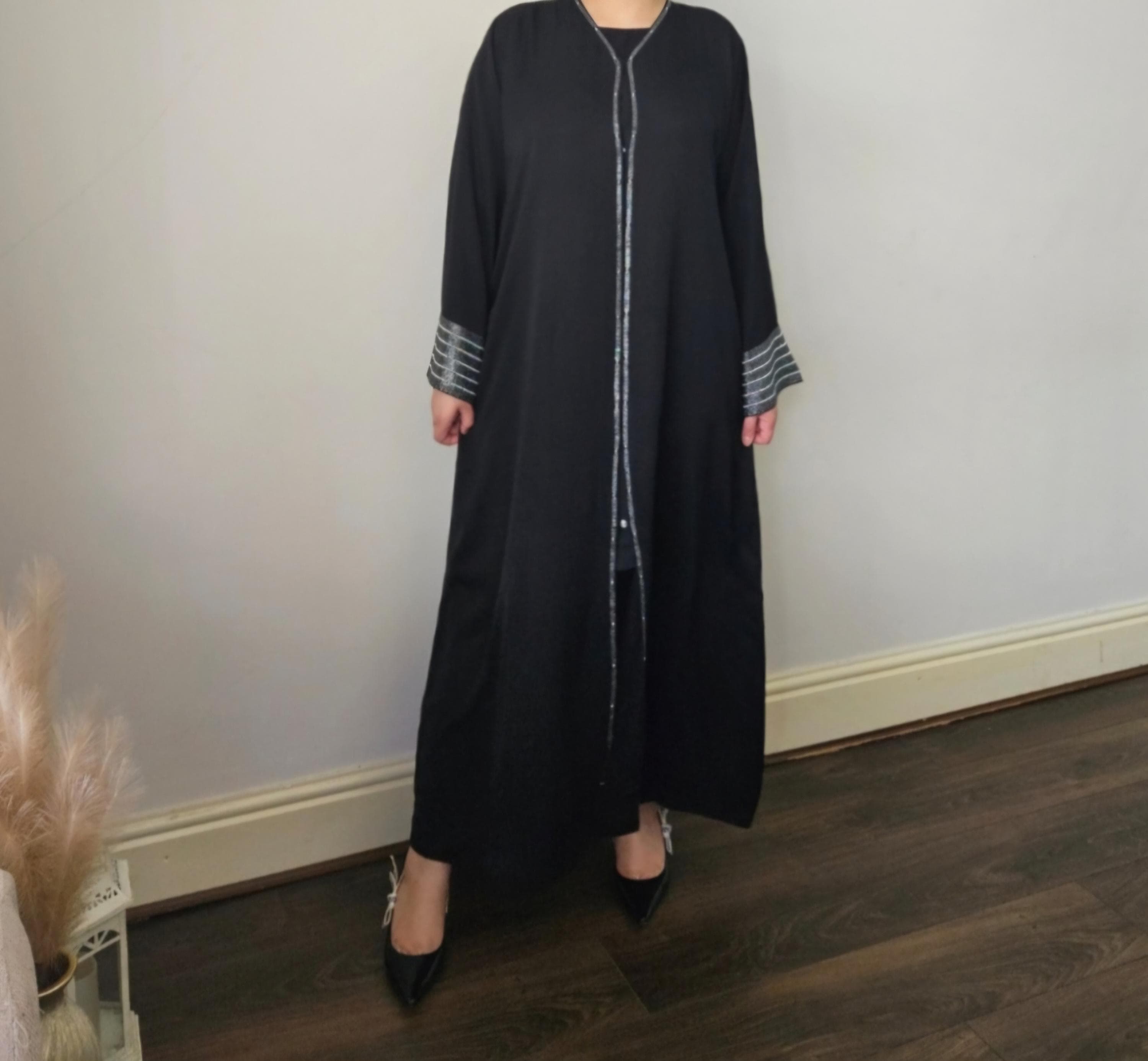 ABAYA Dubai open style dimante work modest dress maxi dress gifts for her eid party wedding eid gift umrah gift - image 5