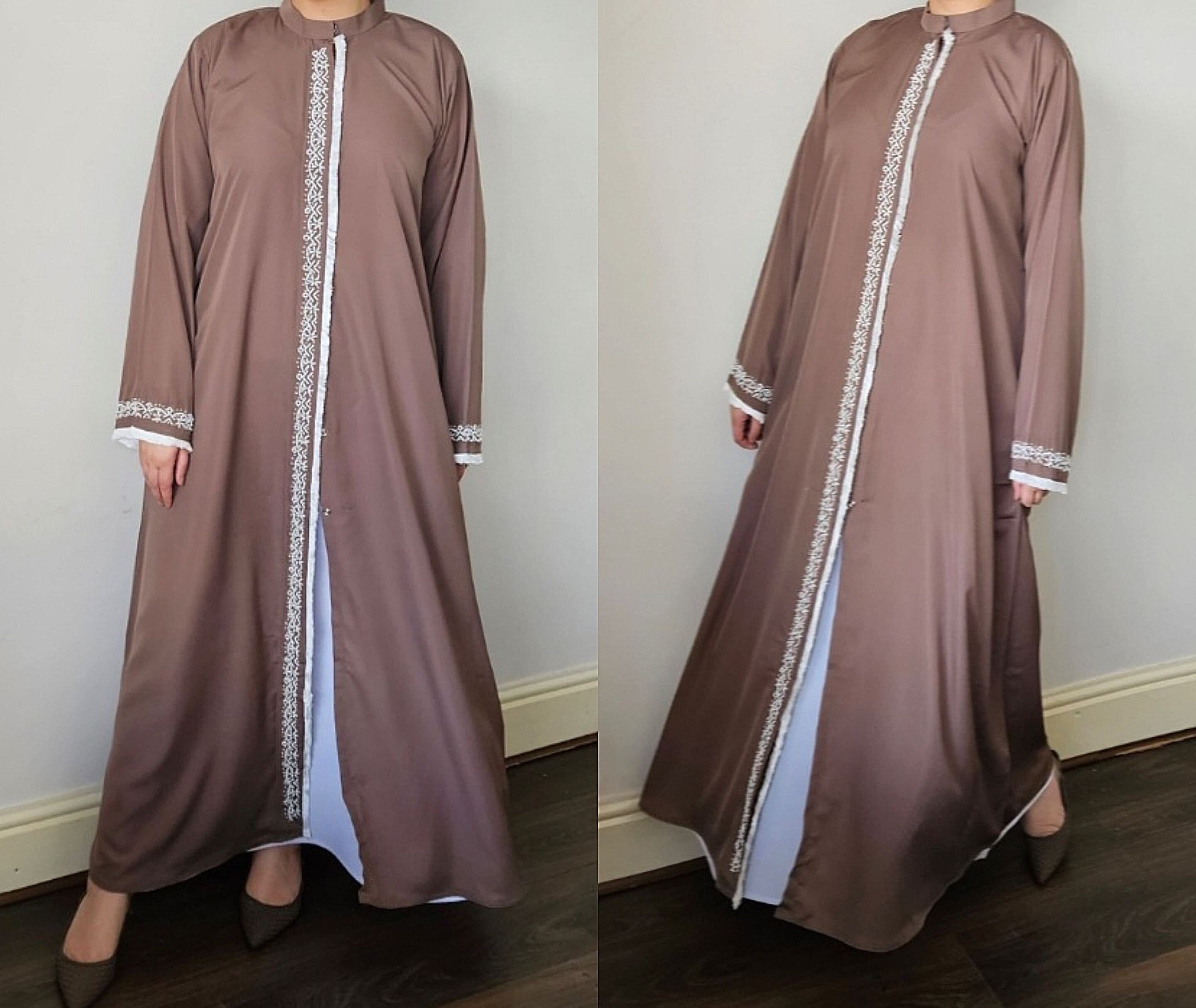 ABAYA neutral beige open abaya button abaya handwork style abaya, hijab abaya dubai abaya open uae abaya with hijab - image 4
