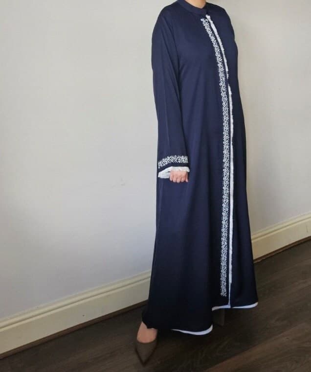 ABAYA blue navy open abaya button abaya handwork style abaya, hijab abaya dubai abaya open uae abaya with hijab - image 3