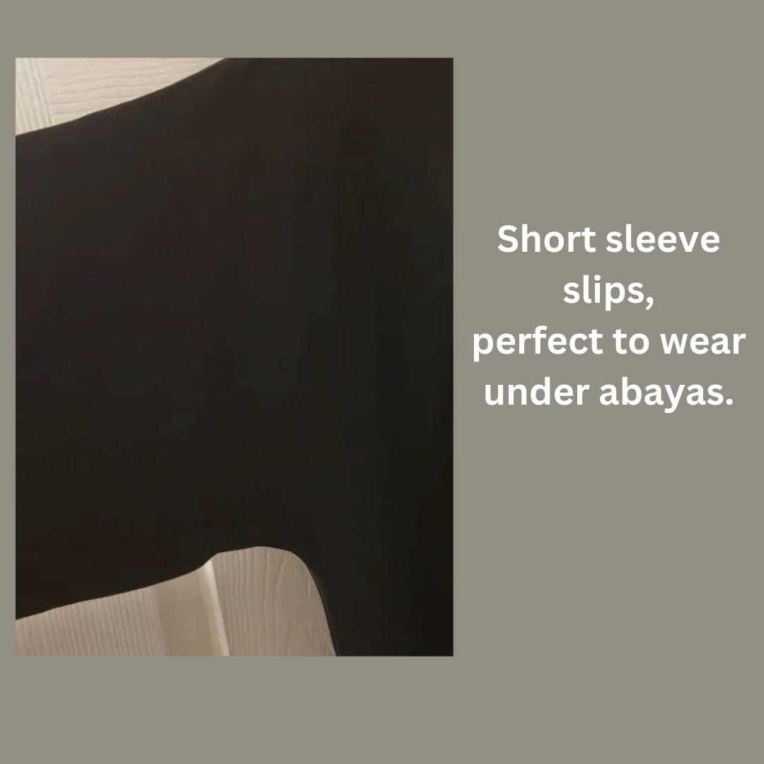 Abaya SLIP/UNDERSLIP / abaya innerslip black white | short sleeve long slip dress | abaya dress for women | abaya dubai | maxi dress | - image 3