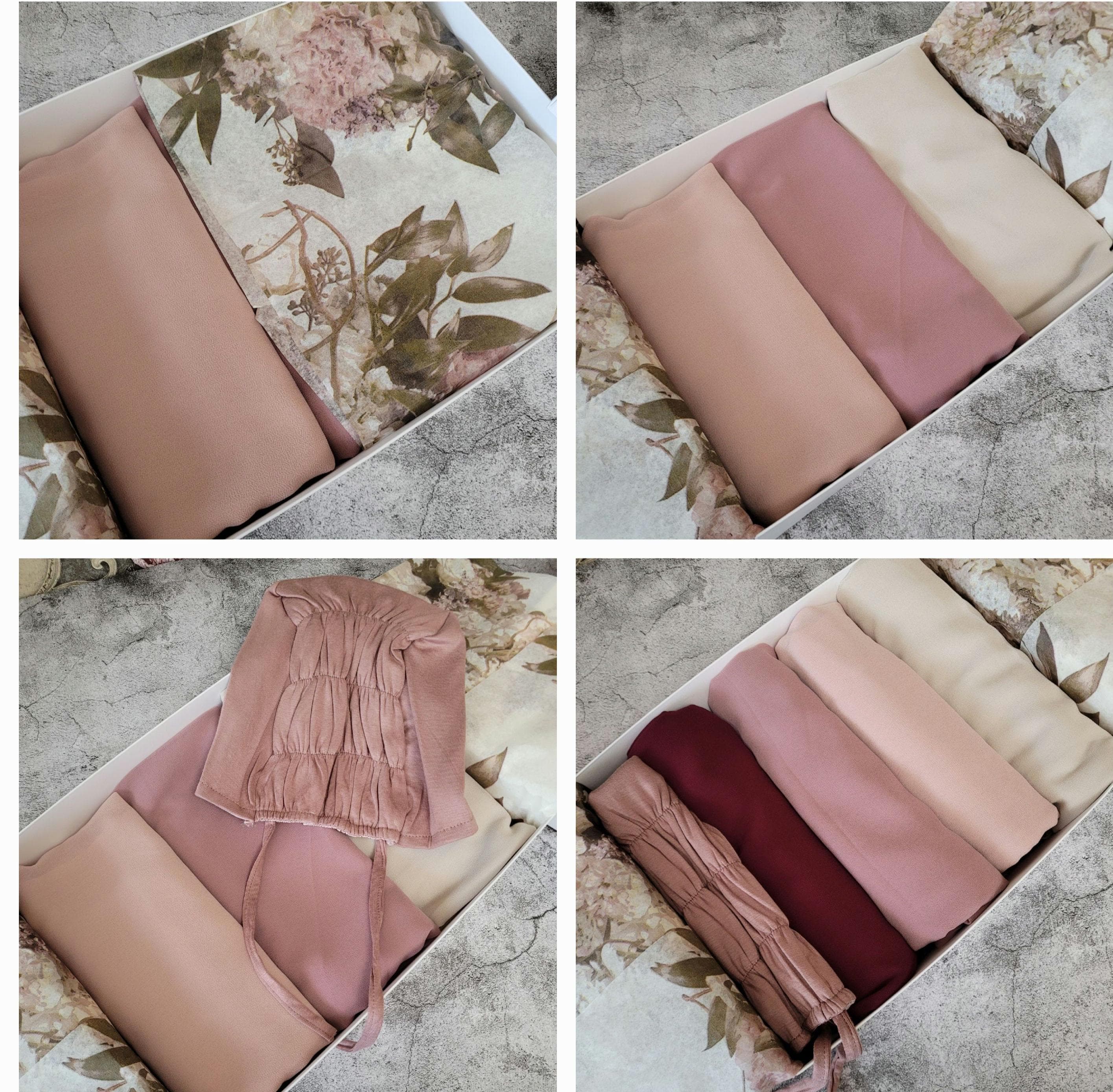 Hijab gift set CHIFFON hijab box gift for her chiffon hijab satin undercap scarves set scarf gift set personalised hijab