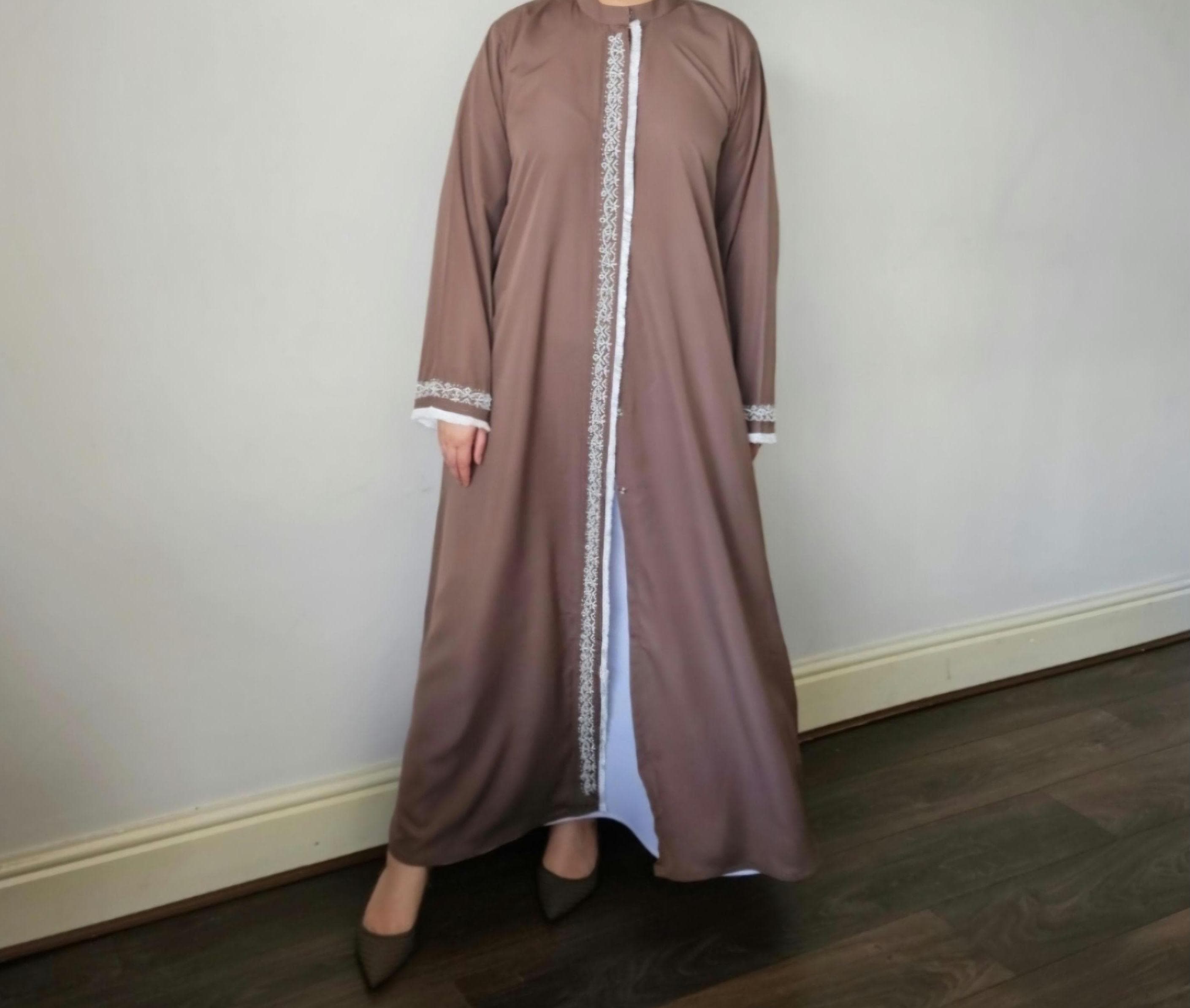 ABAYA neutral beige open abaya button abaya handwork style abaya, hijab abaya dubai abaya open uae abaya with hijab