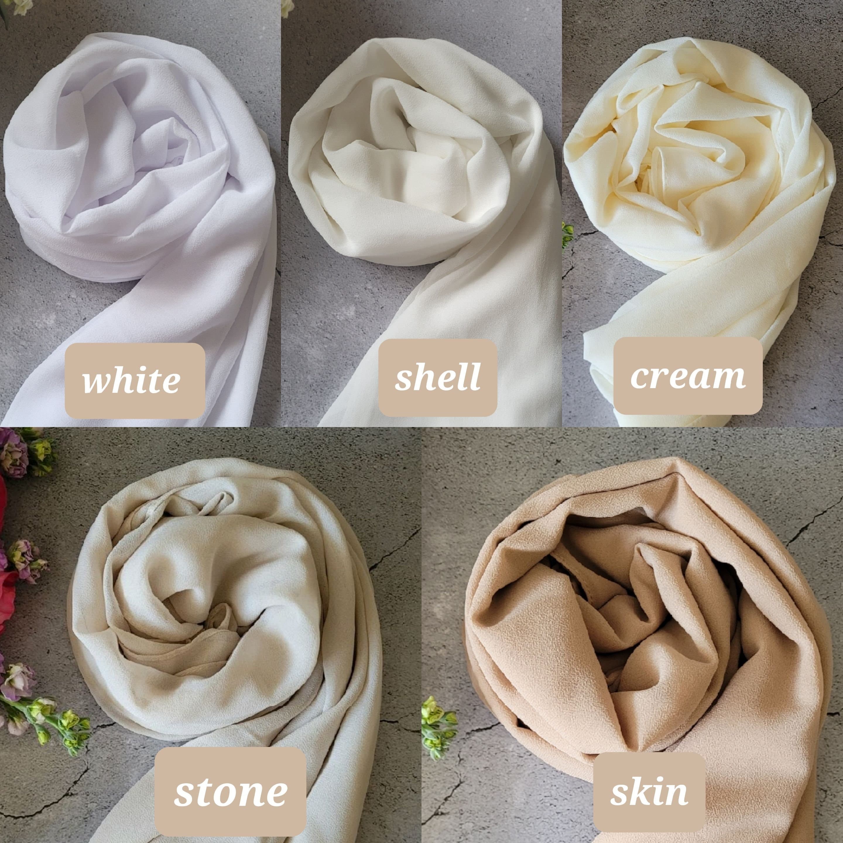 HIJAB Chiffon Scarves shawl Hijab, Dubai hijab,  Sarong Shawl Plain Wrap Georgette crepe hijab emirati headwrap gift for her Hijab set - image 5