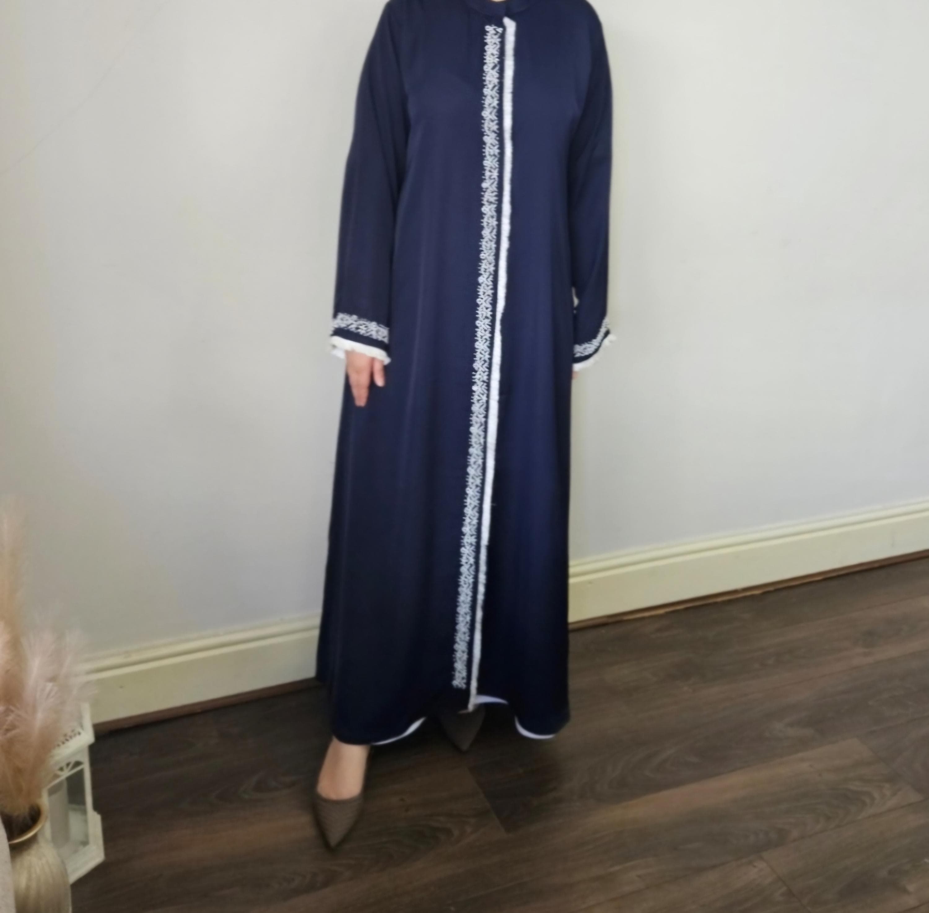 ABAYA blue navy open abaya button abaya handwork style abaya, hijab abaya dubai abaya open uae abaya with hijab