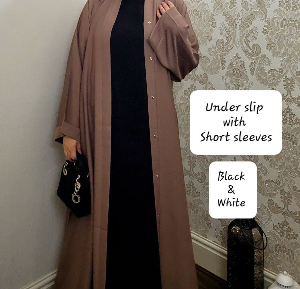 Abaya SLIP/UNDERSLIP / abaya innerslip black white | short sleeve long slip dress | abaya dress for women | abaya dubai | maxi dress |