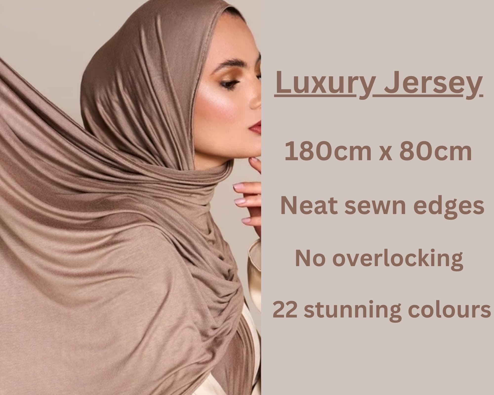 Hijab JERSEY LUXURY large scarf shawl headscarf folded sewn edges headwrap premium quality Stretchy 180cm x 80cm gift for her eid gift