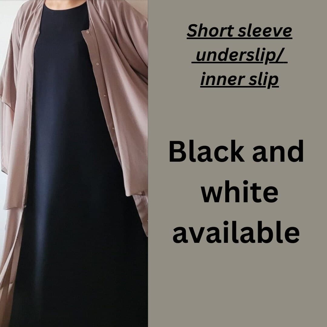 Abaya SLIP/UNDERSLIP / abaya innerslip black white | short sleeve long slip dress | abaya dress for women | abaya dubai | maxi dress | - image 5