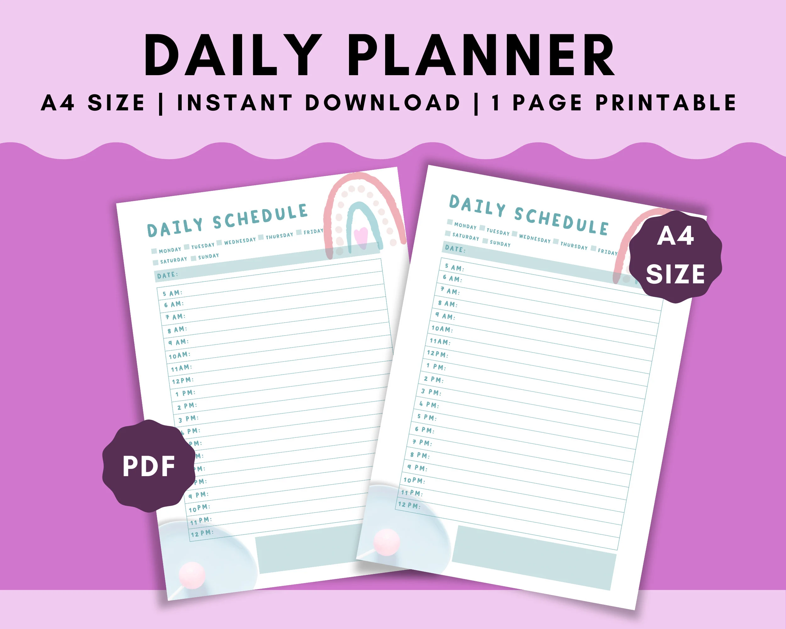 Kids Daily Planner Printable, A4 Routine Tracker (Digital Download)
