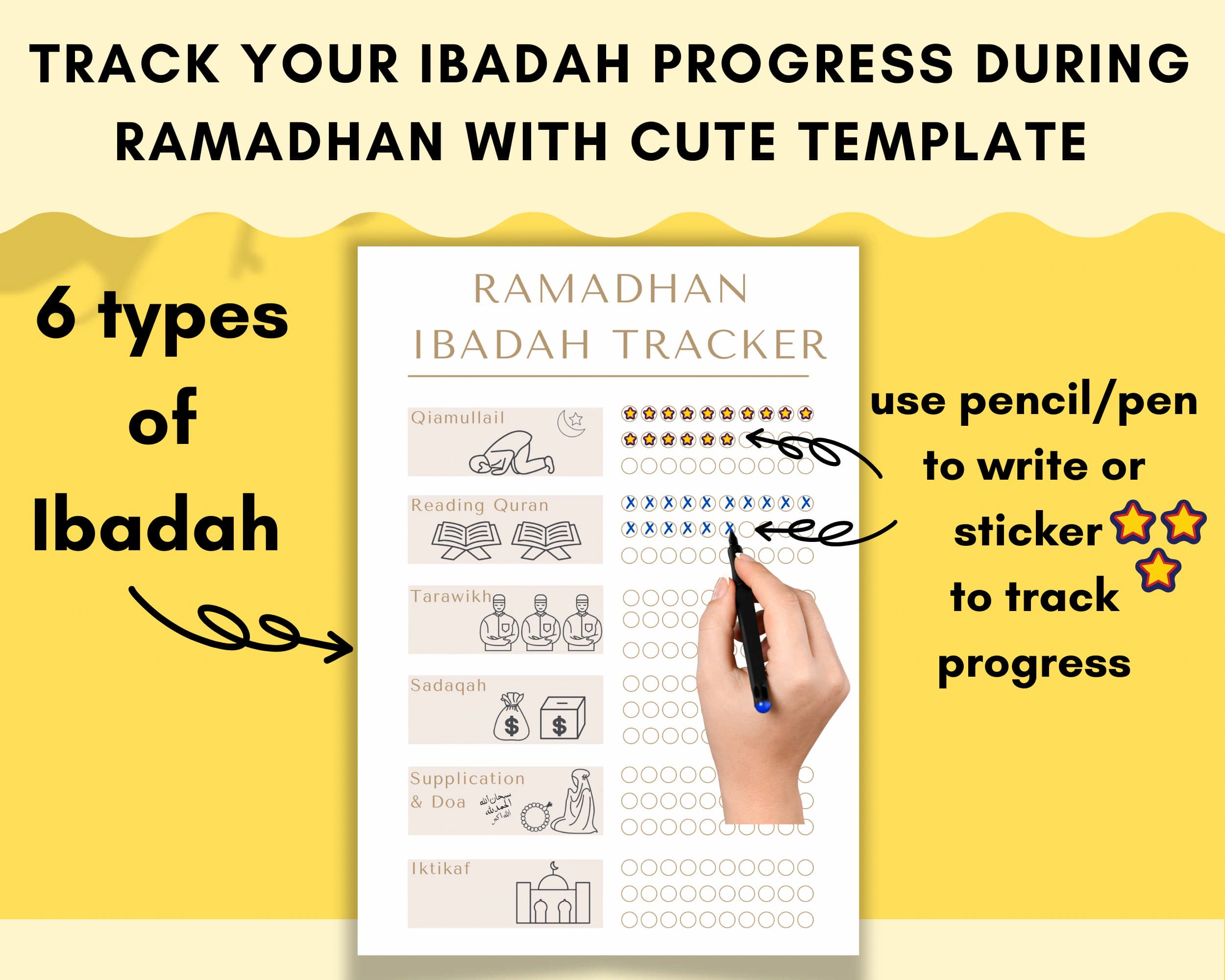 Printable Ramadan Ibadah Tracker with Quran Reading Bonus (A4, Digital Download) - image 3