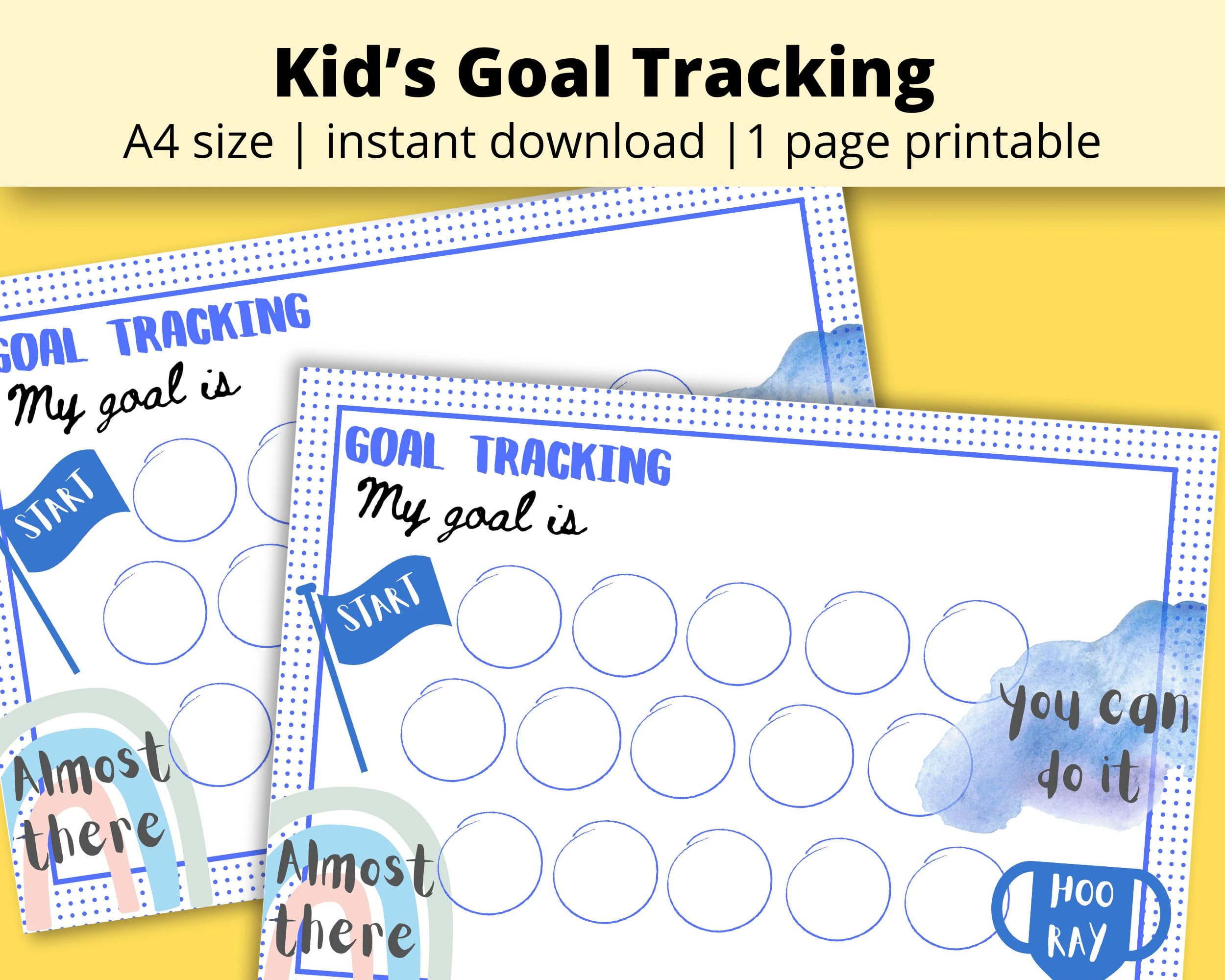 Kids Goal Tracking Chart Printable, School Activity Planner (Digital Download)