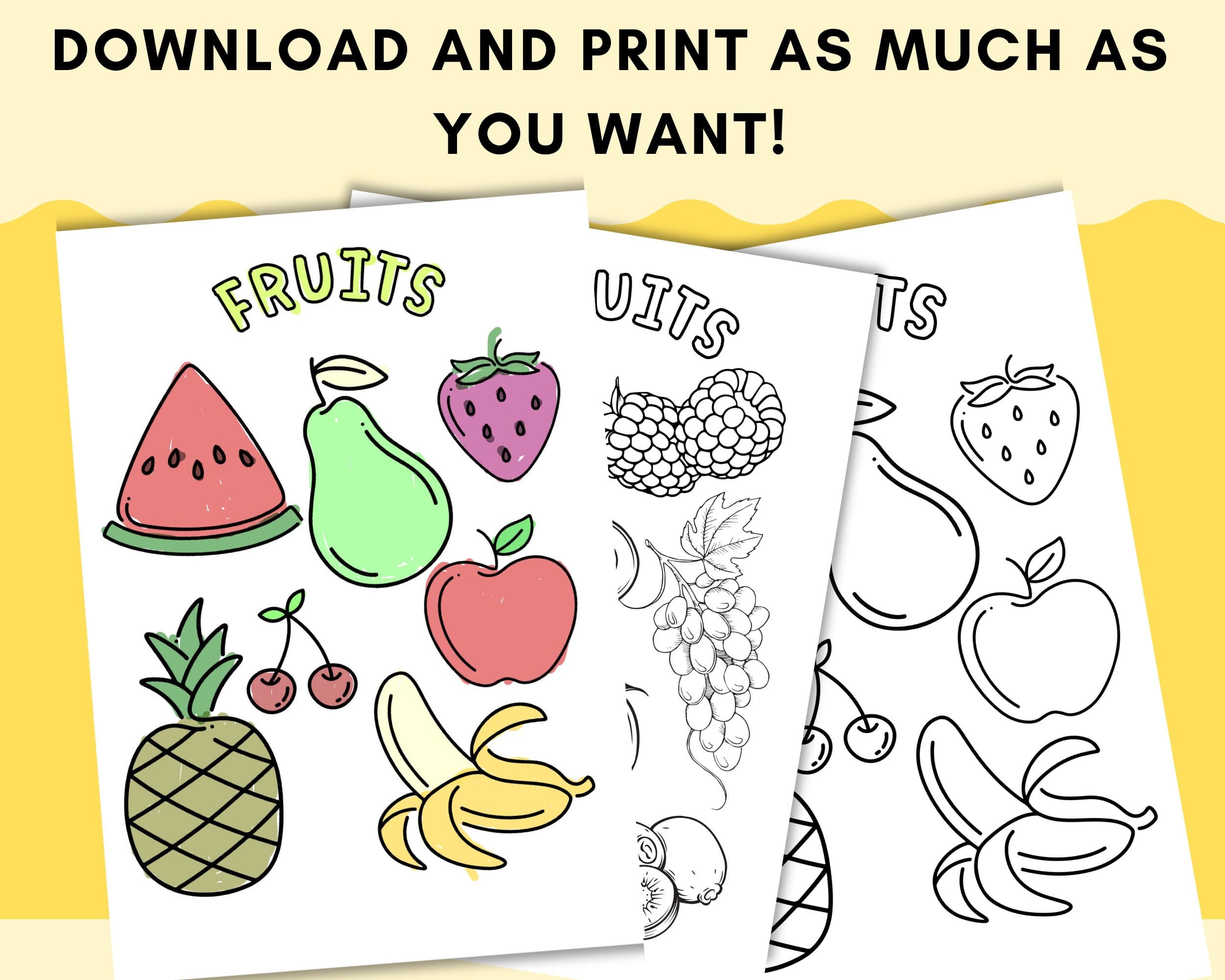 Fruits Coloring Page, Kids Activity Sheet (PDF Printable) - image 5