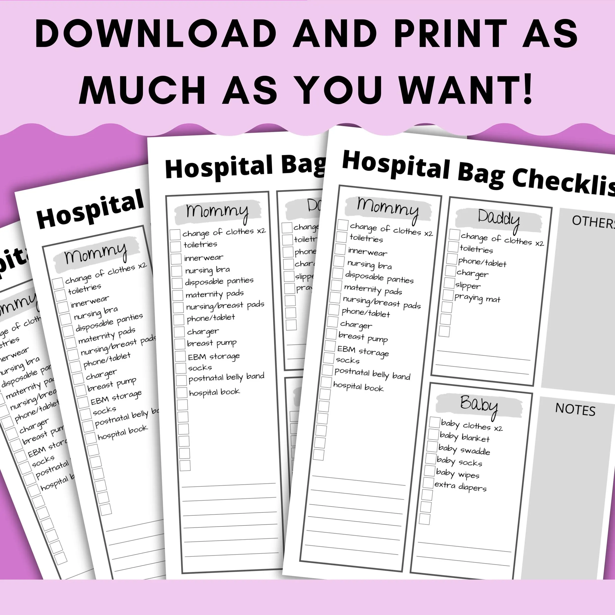 download maternity bag checklist as much as you want