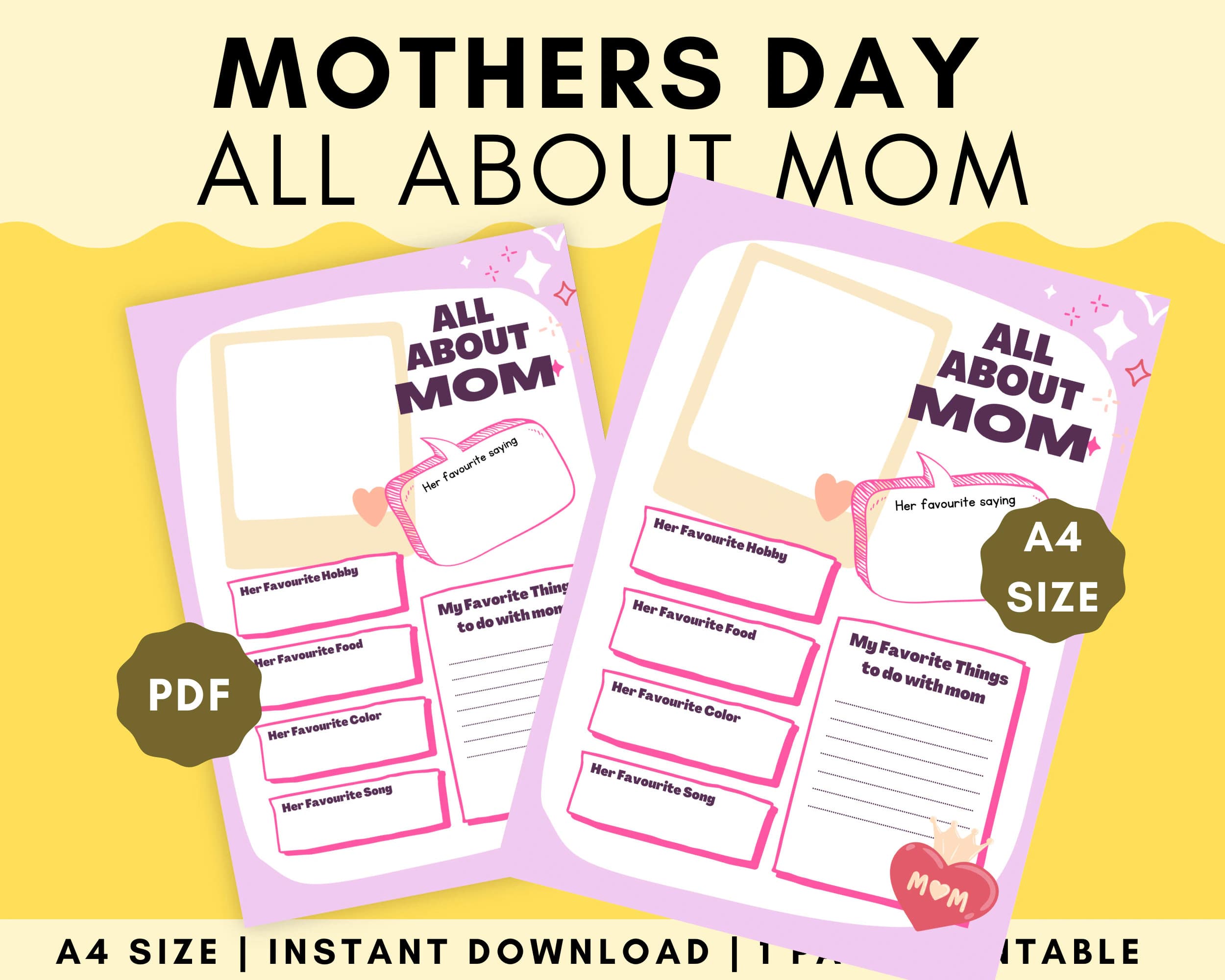 Mother's Day Printable Activity: All About Mom Worksheet (PDF)