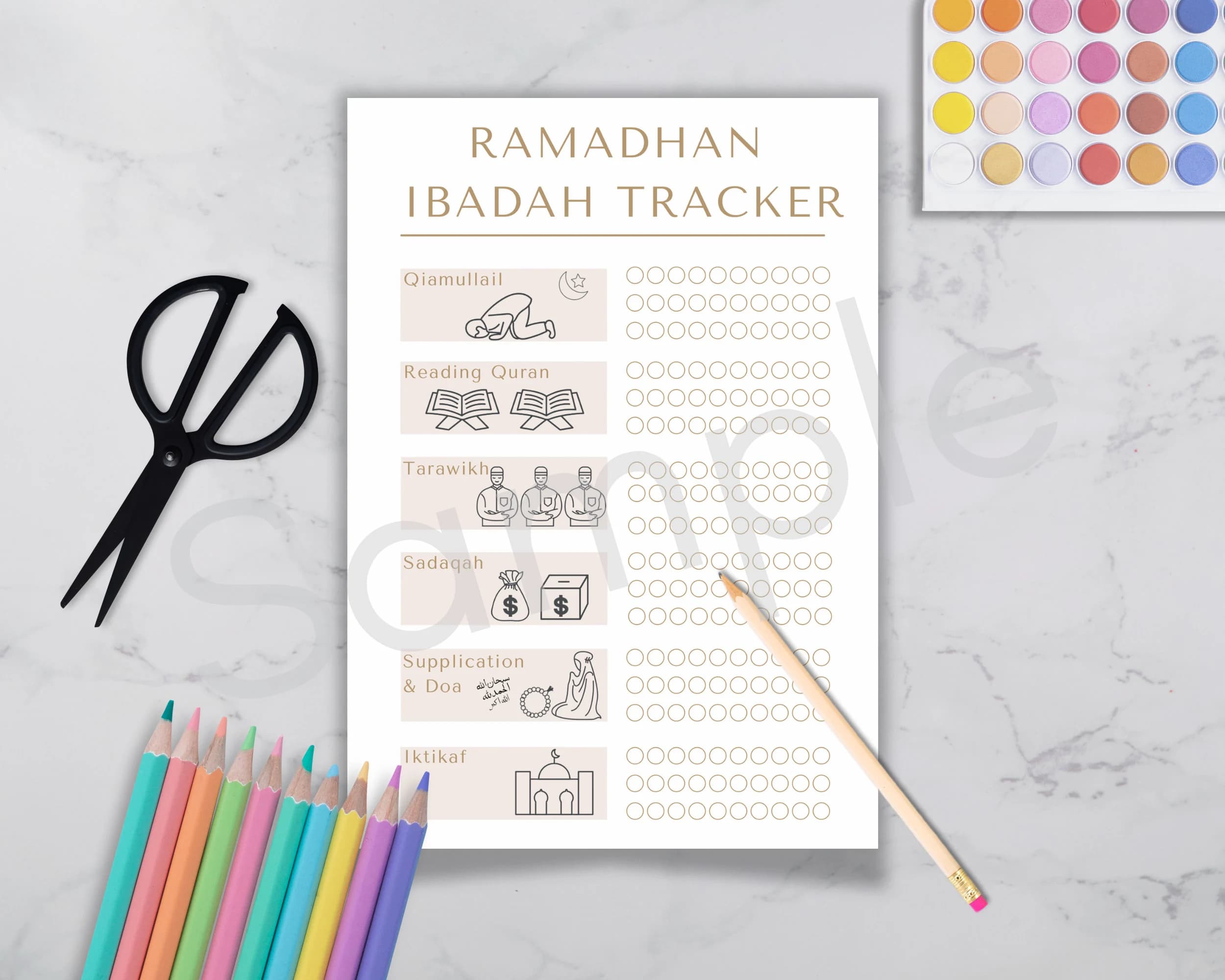 Printable Ramadan Ibadah Tracker with Quran Reading Bonus (A4, Digital Download) - image 5