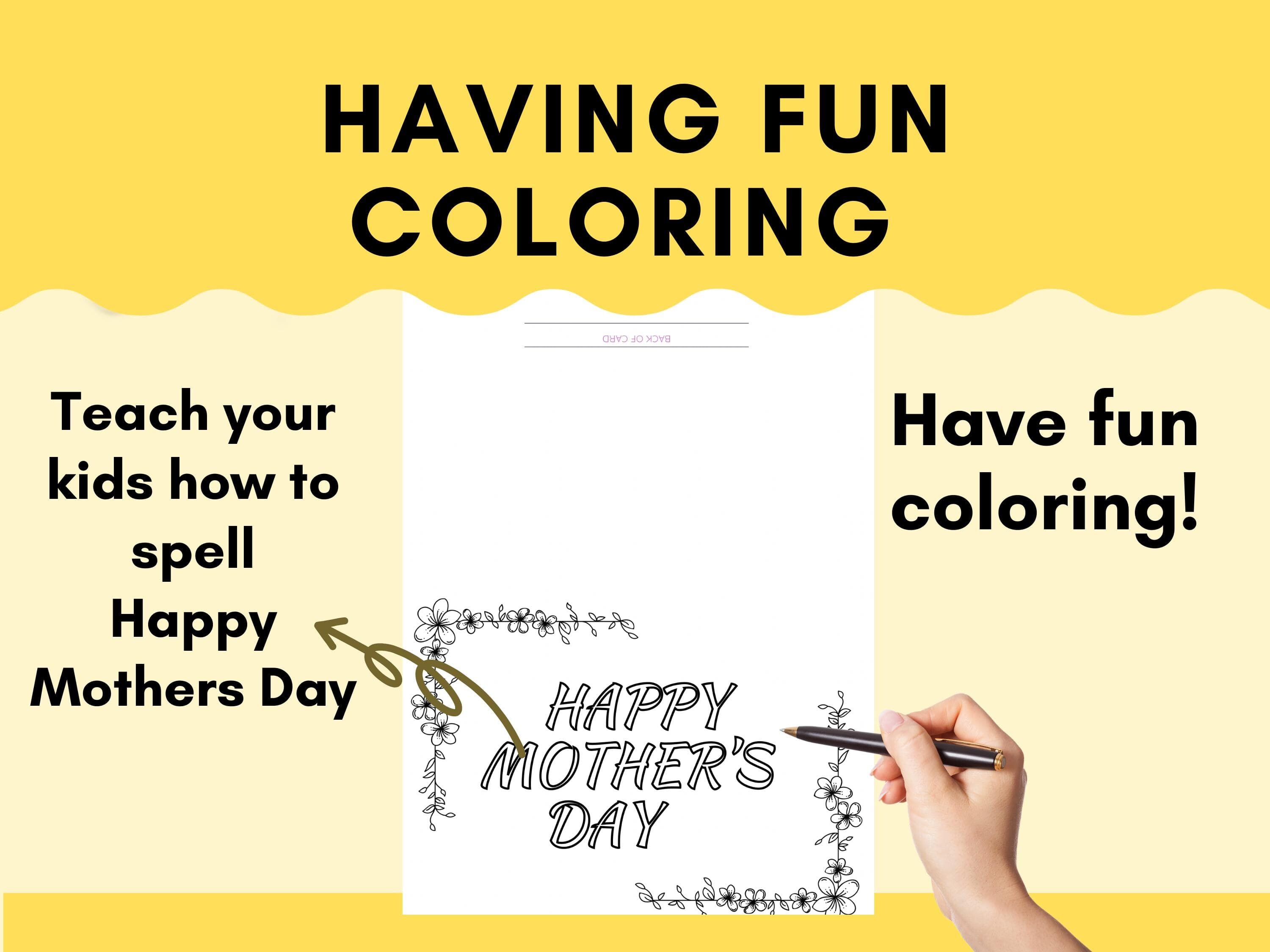 mothers day coloring, coloring card pdf, pdf for kids, kids thank you, thank you mom,
