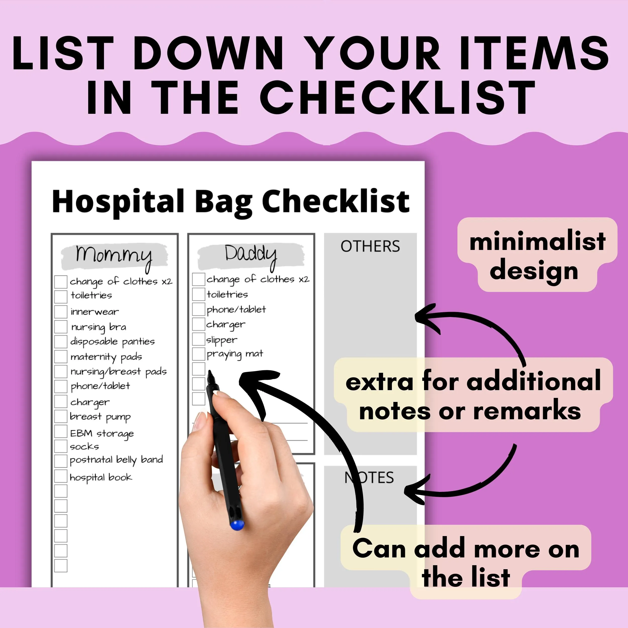 minimalist hospital bag checklist