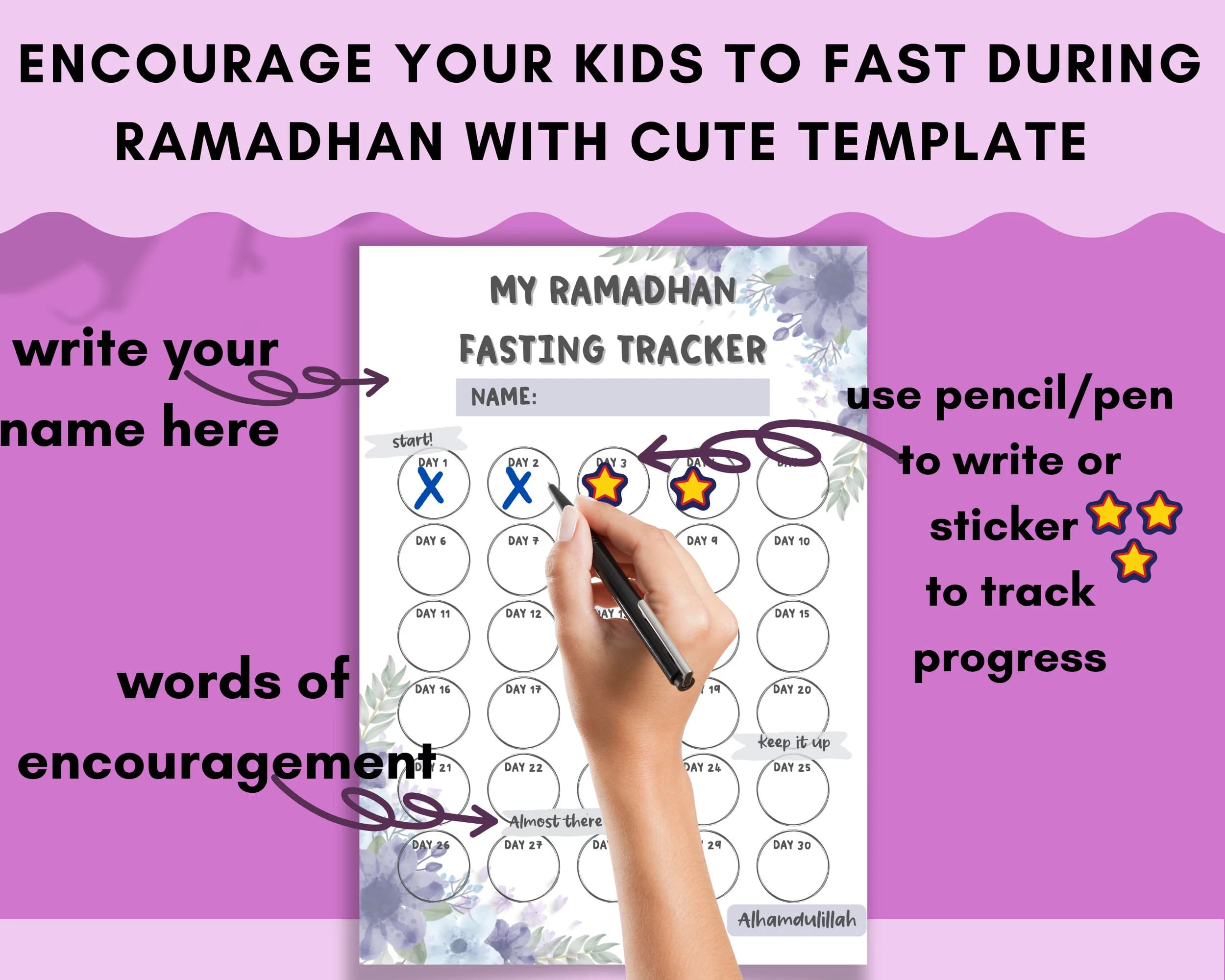 Kids Ramadan Fasting Tracker, Activity Planning, Goal Printable (PDF) - image 3