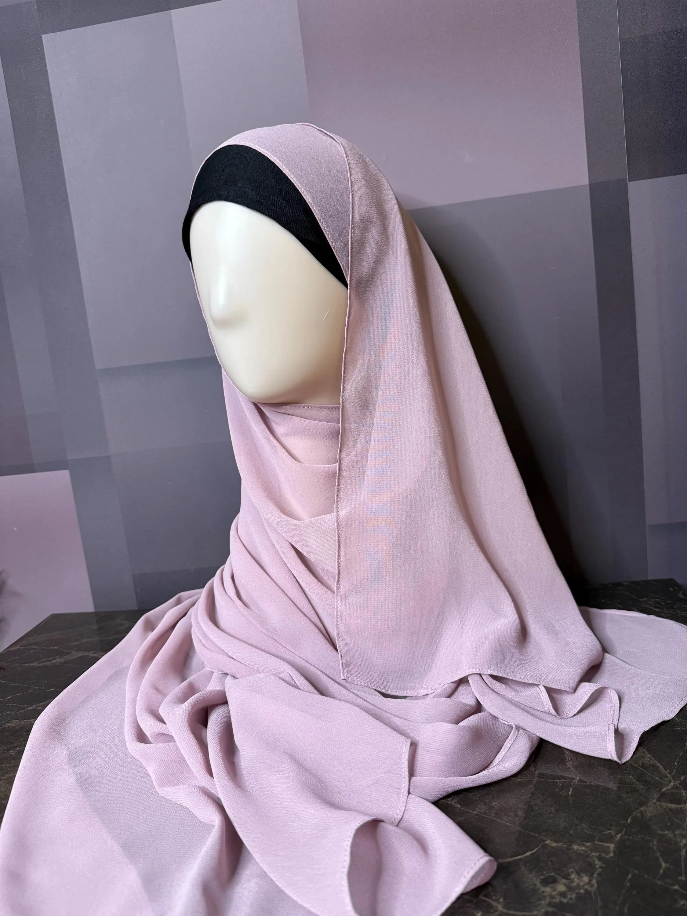 Plain Bubble Chiffon Hijab Shawl Wrap headscarf for daily wear - image 2