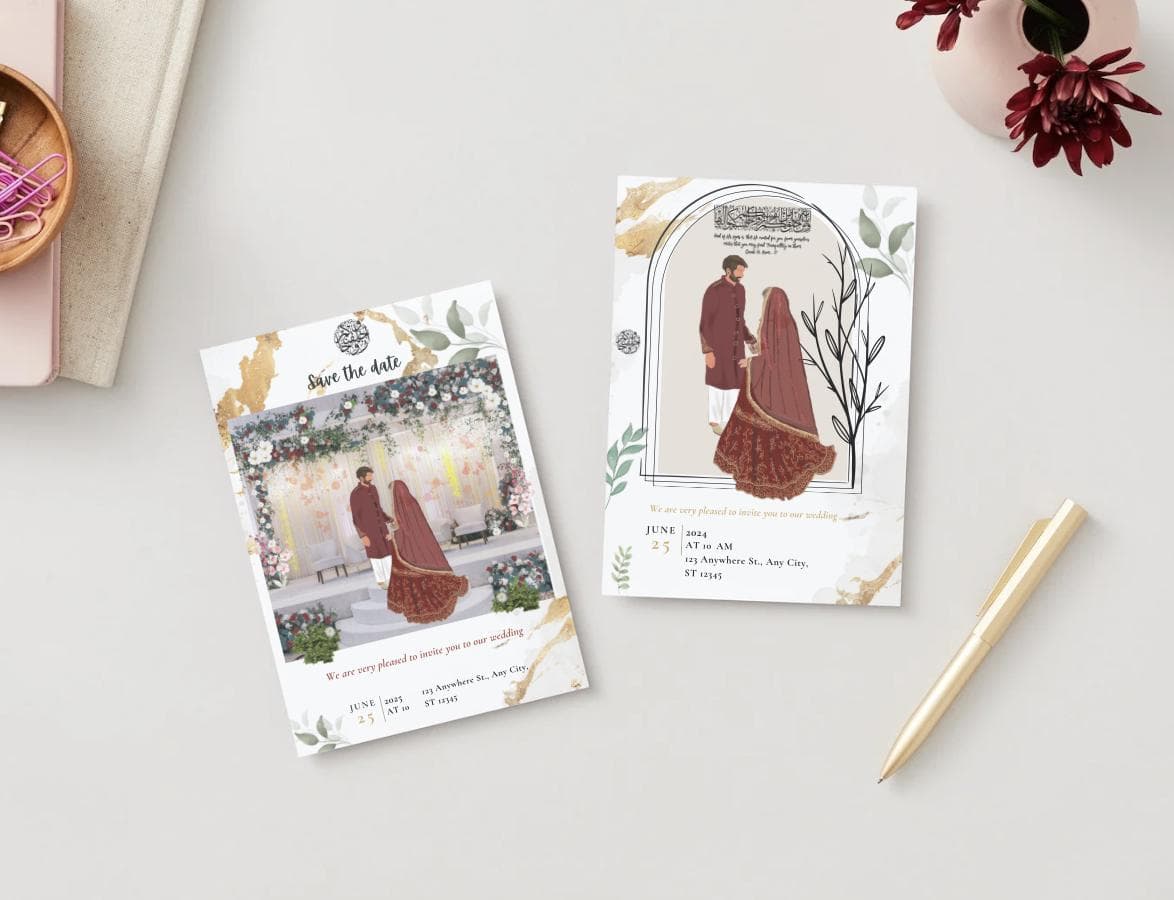 Muslim Nikkah Wedding Invitation: Bride & Groom (Digital Card) - image 4