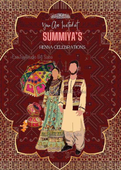 Afghan-Wedding invitation-Wedding invite-Nikah invitation-Mehndi card-Traditional Afghan invitation - image 5
