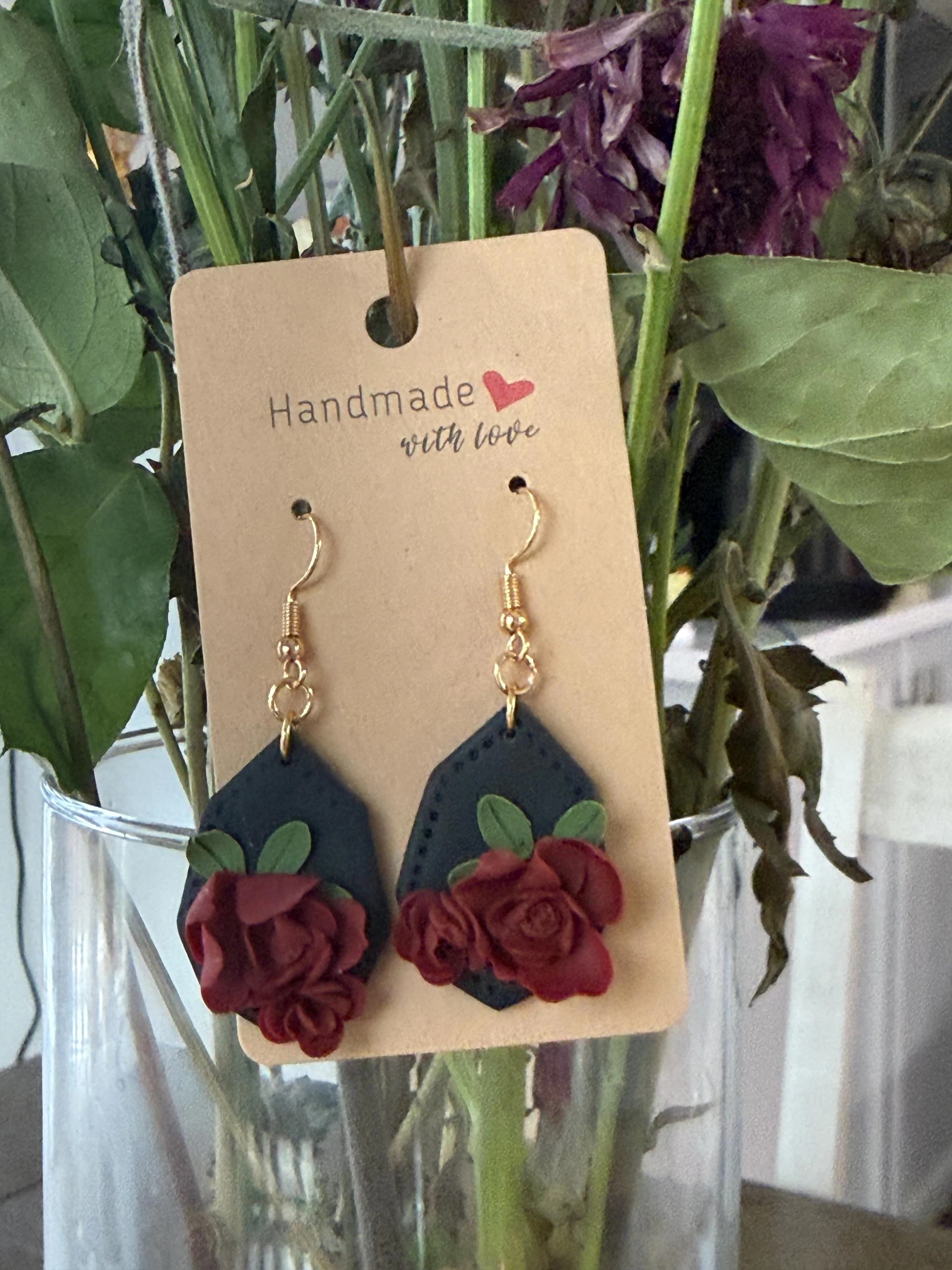 Mother's Day best roses-polymer clay earrings-handcrafted-Best gift ideas